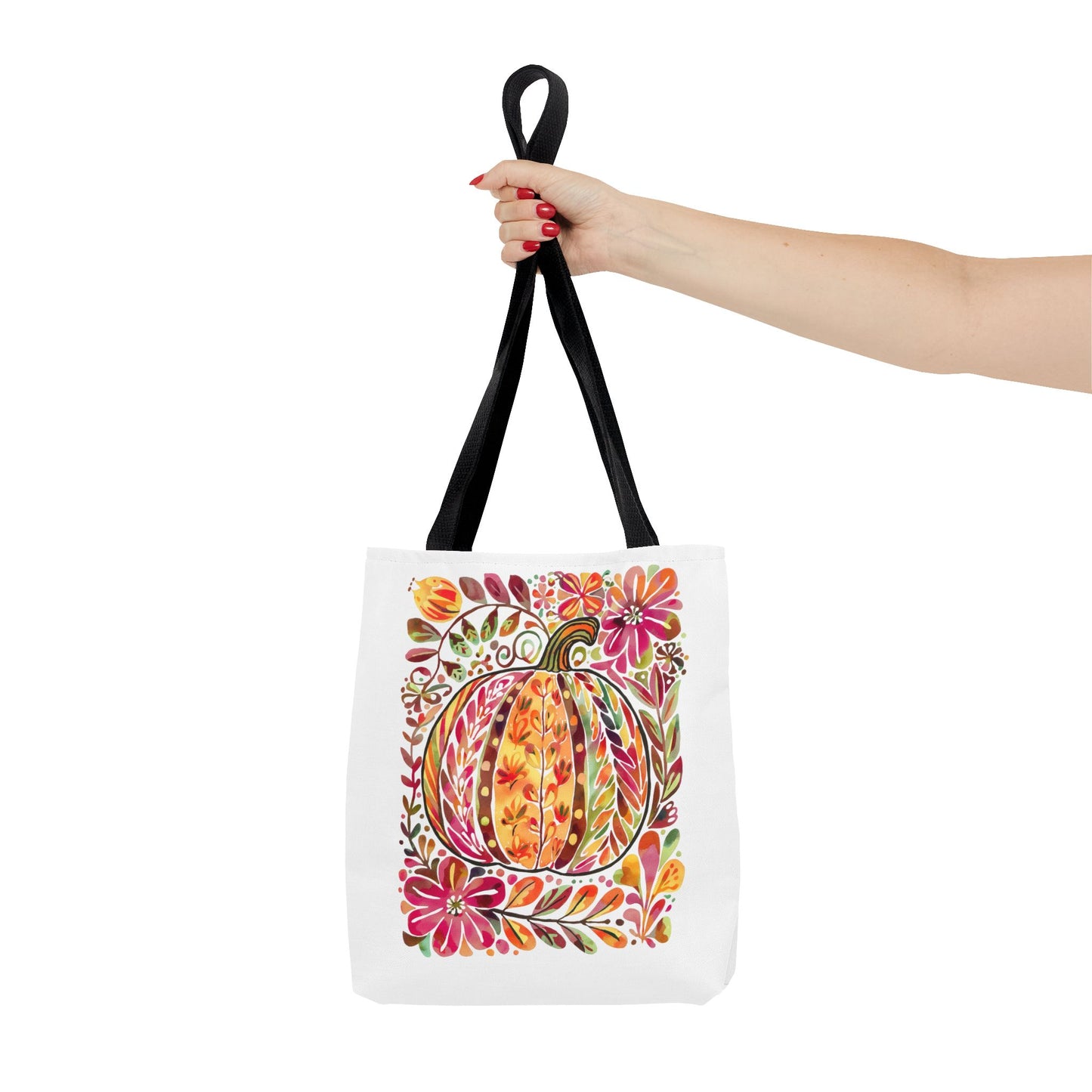 🎨 Watercolor Autumn Pumpkin Floral Tote Bag – Artistic Fall Charm 🍂
