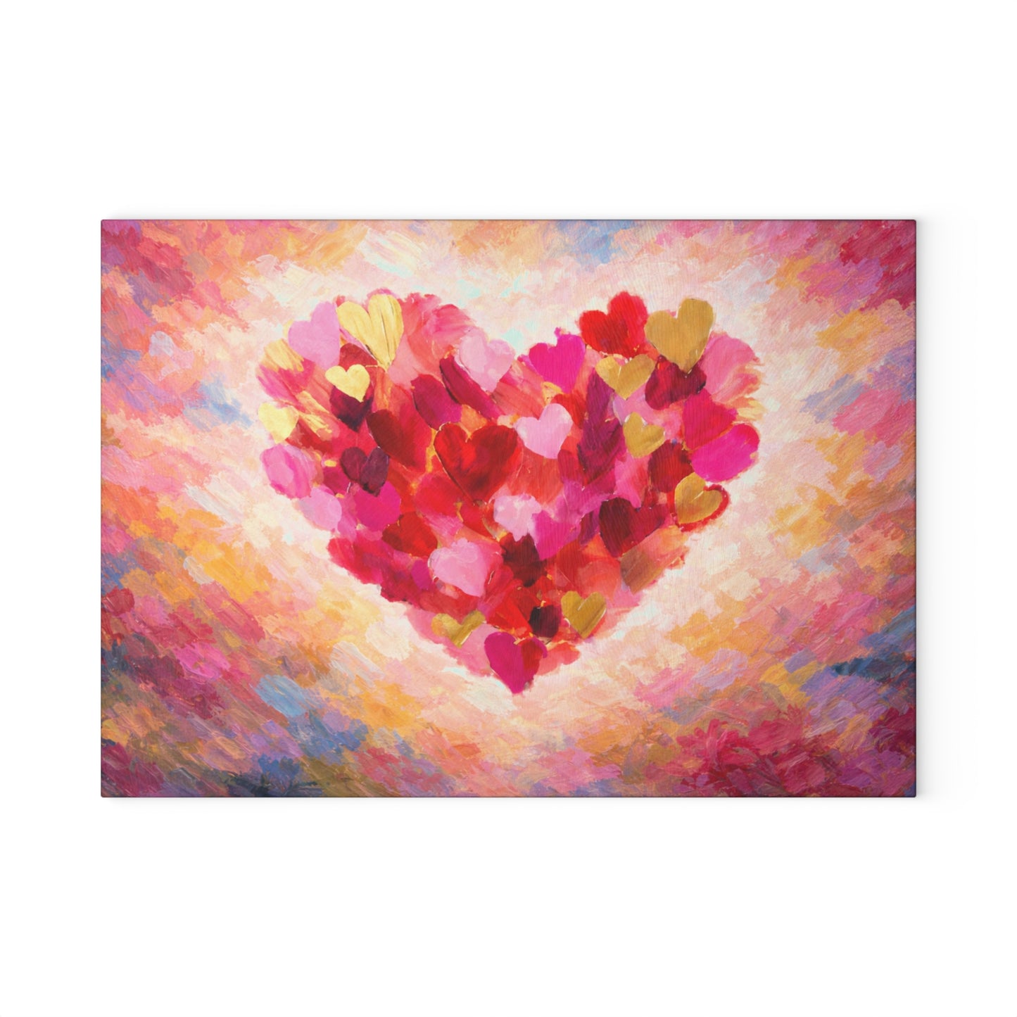 Abstract Heart Art Glass Cutting Board – Colorful Painted Love Kitchen Decor