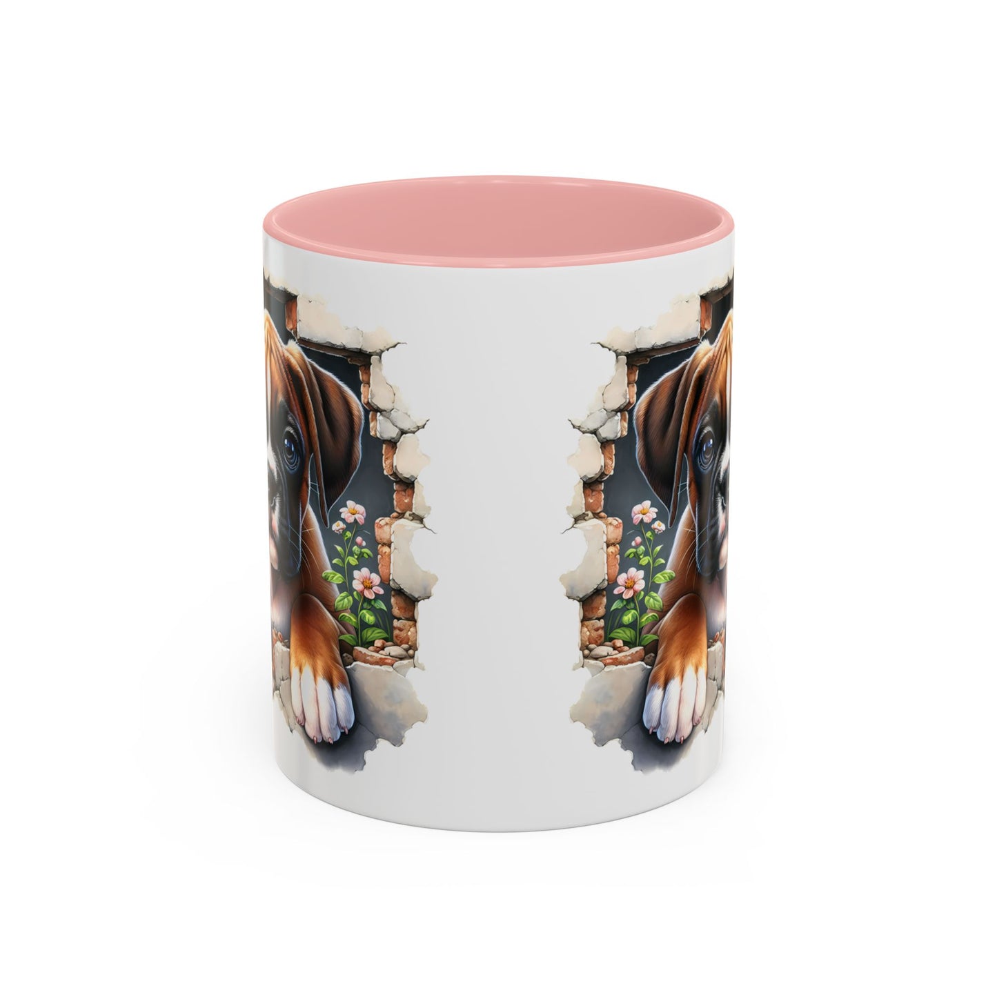 🐶☕ Boxer Puppy Peek Accent Mug – Adorable Dog Lover Gift ✨💛