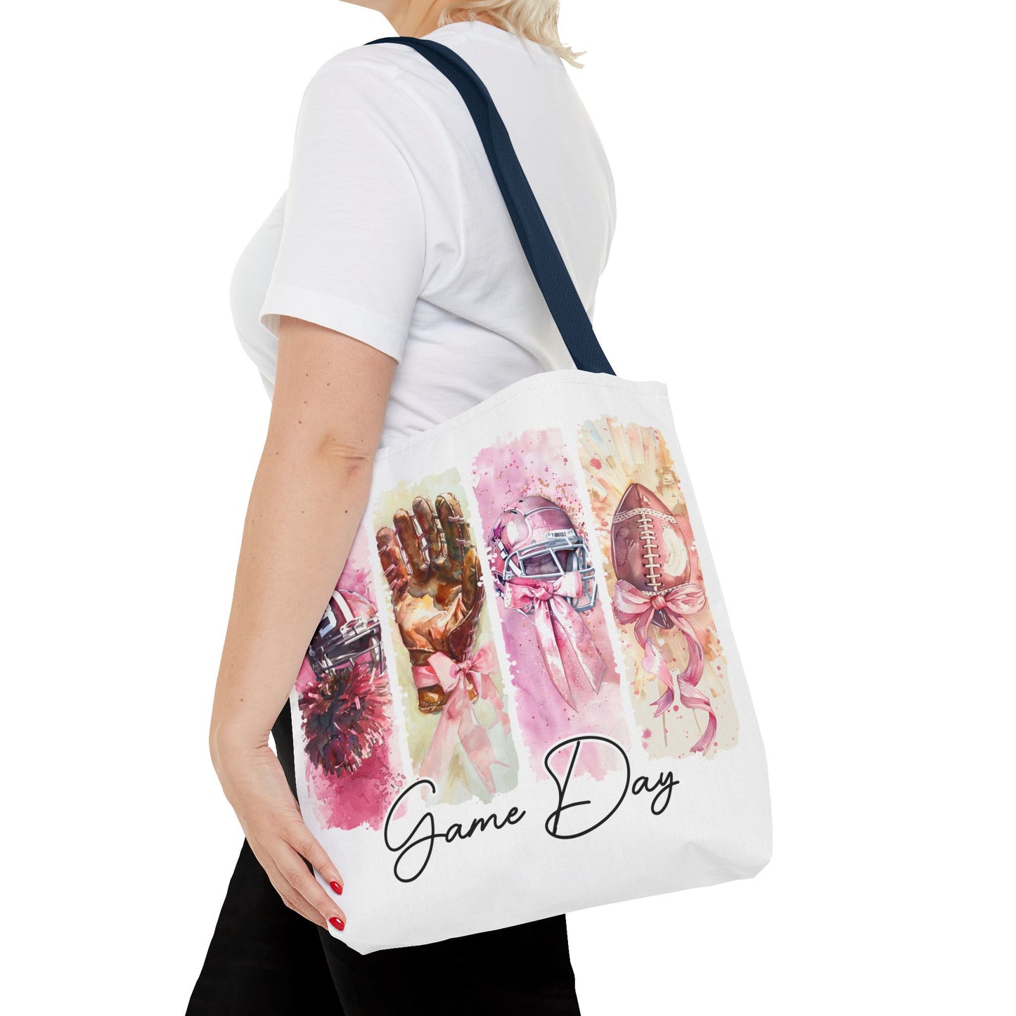 🏈 Game Day Pink Ribbon Tote Bag – Football & Pink Power 💖👜