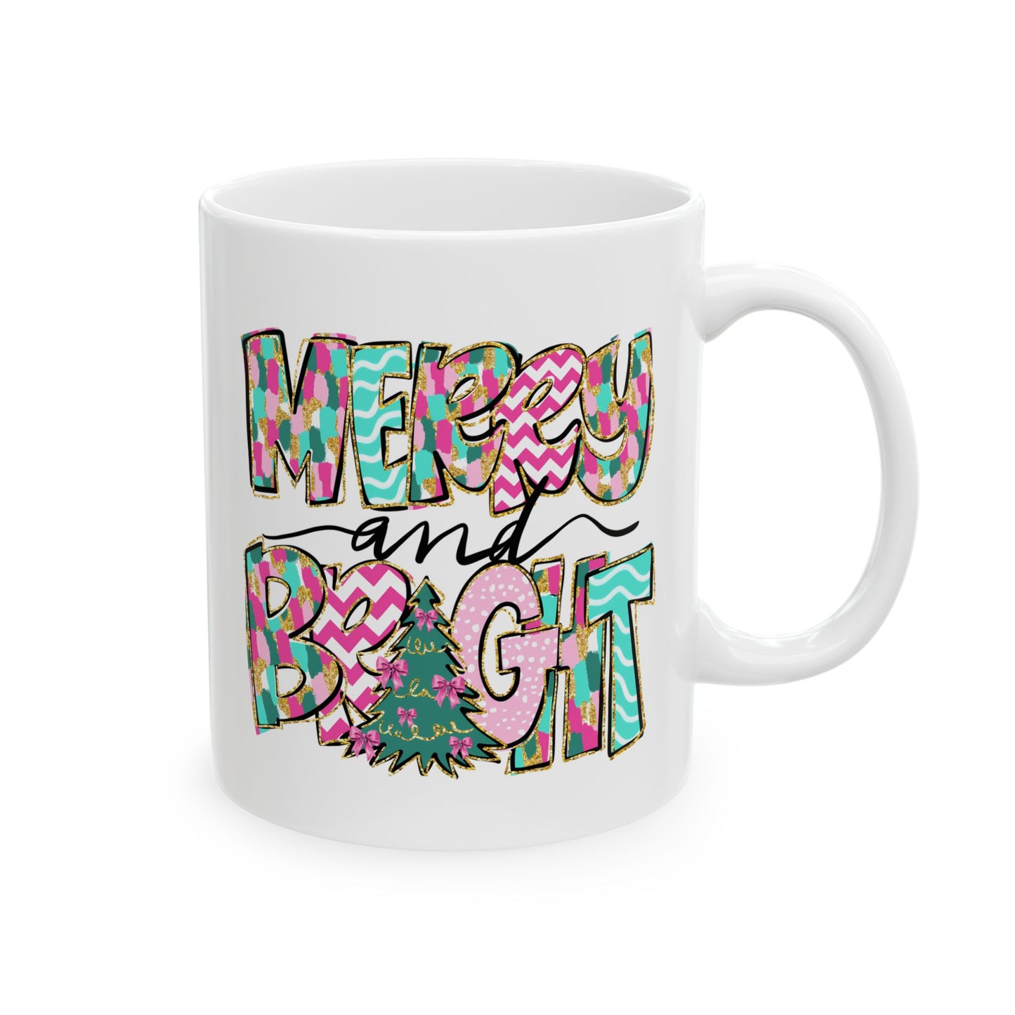 ☕ Merry and Bright Mug – Whimsical Colors & Holiday Cheer in Every Sip 🎄💖