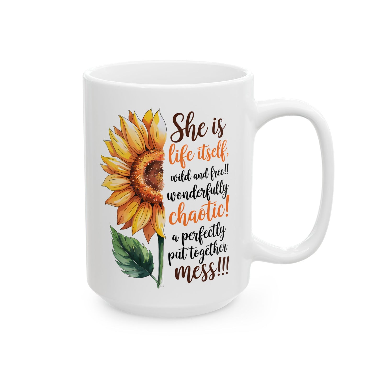 Taza Girasol “Ella es la Vida Misma, Salvaje y Libre” 🌼