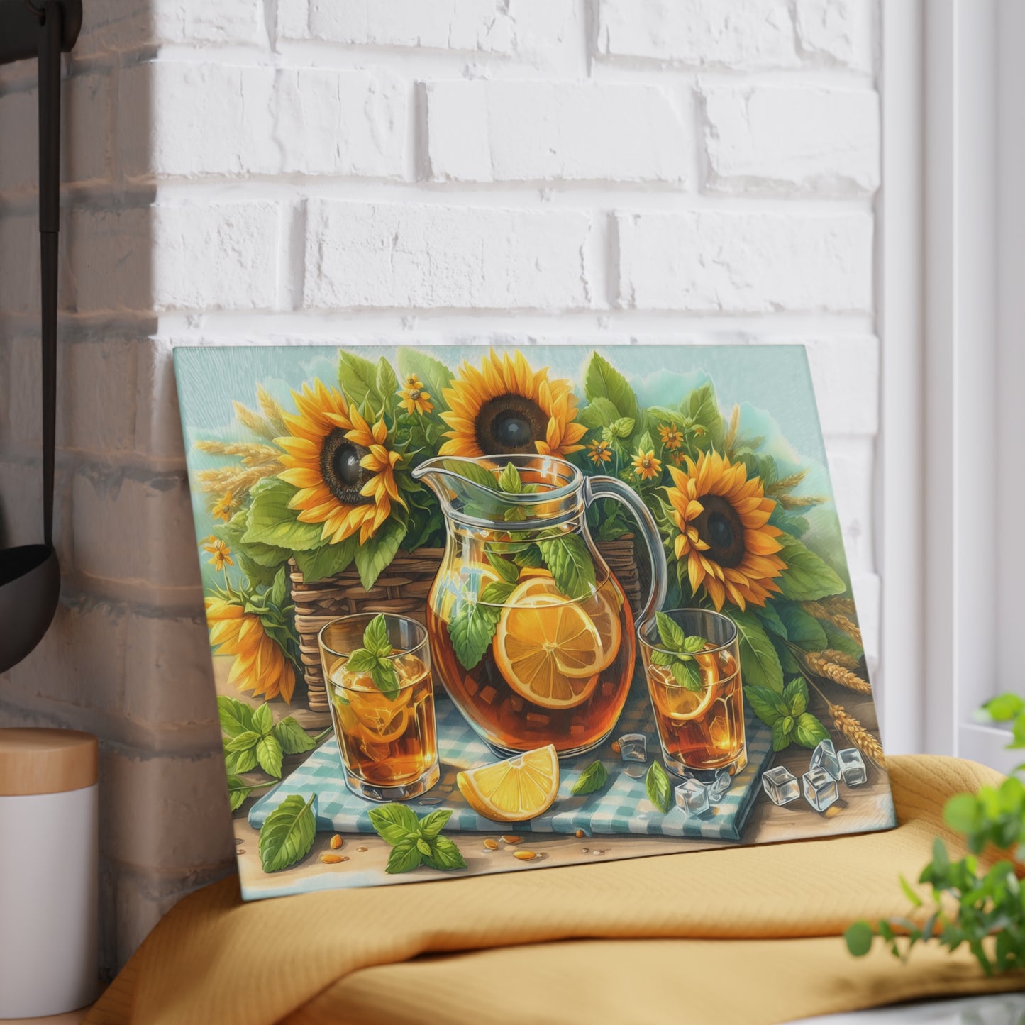 🌻 Sunflower Iced Tea Cutting Board – Sweet Summer Sips & Kitchen Charm