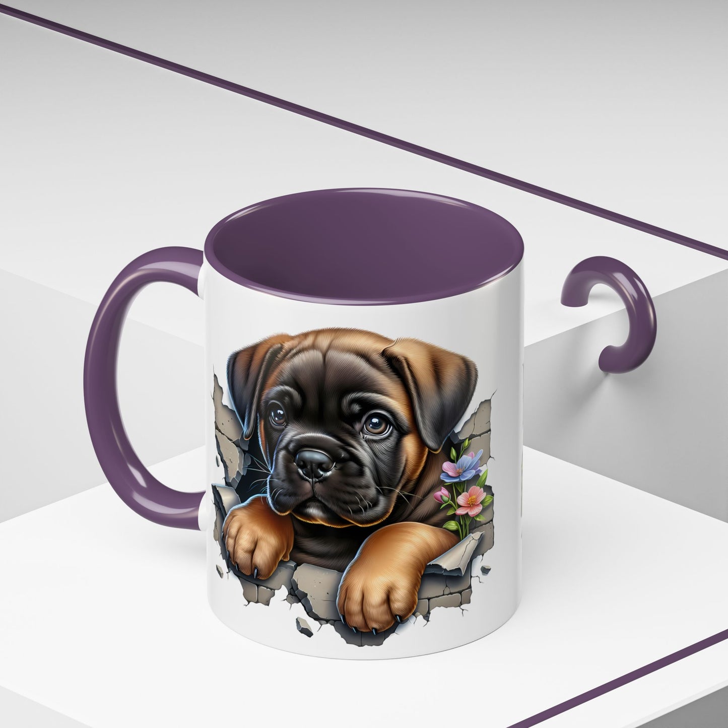 🧡 Boxer Puppy Accent Mug – Adorable Peek-Through Cup for Dog Lovers
