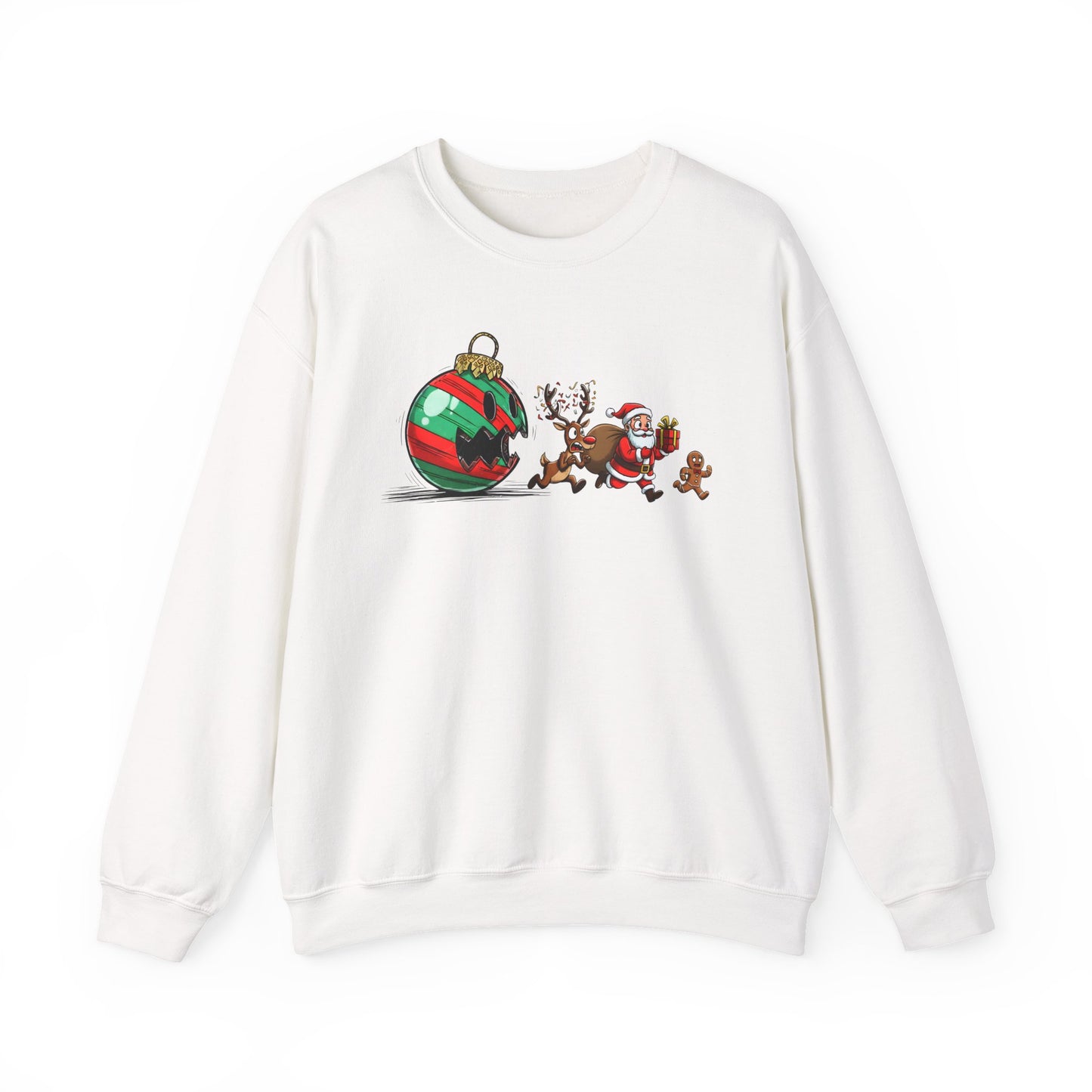 🎄🎅 Santa’s Great Ornament Escape Sweatshirt – Funny Christmas Crewneck for Holiday Laughs