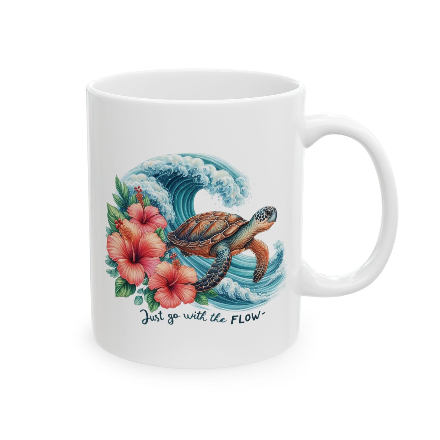 🌊 Just Go with the Flow – Beautiful Sea Turtle Coffee Mug for Ocean Lovers 🐢