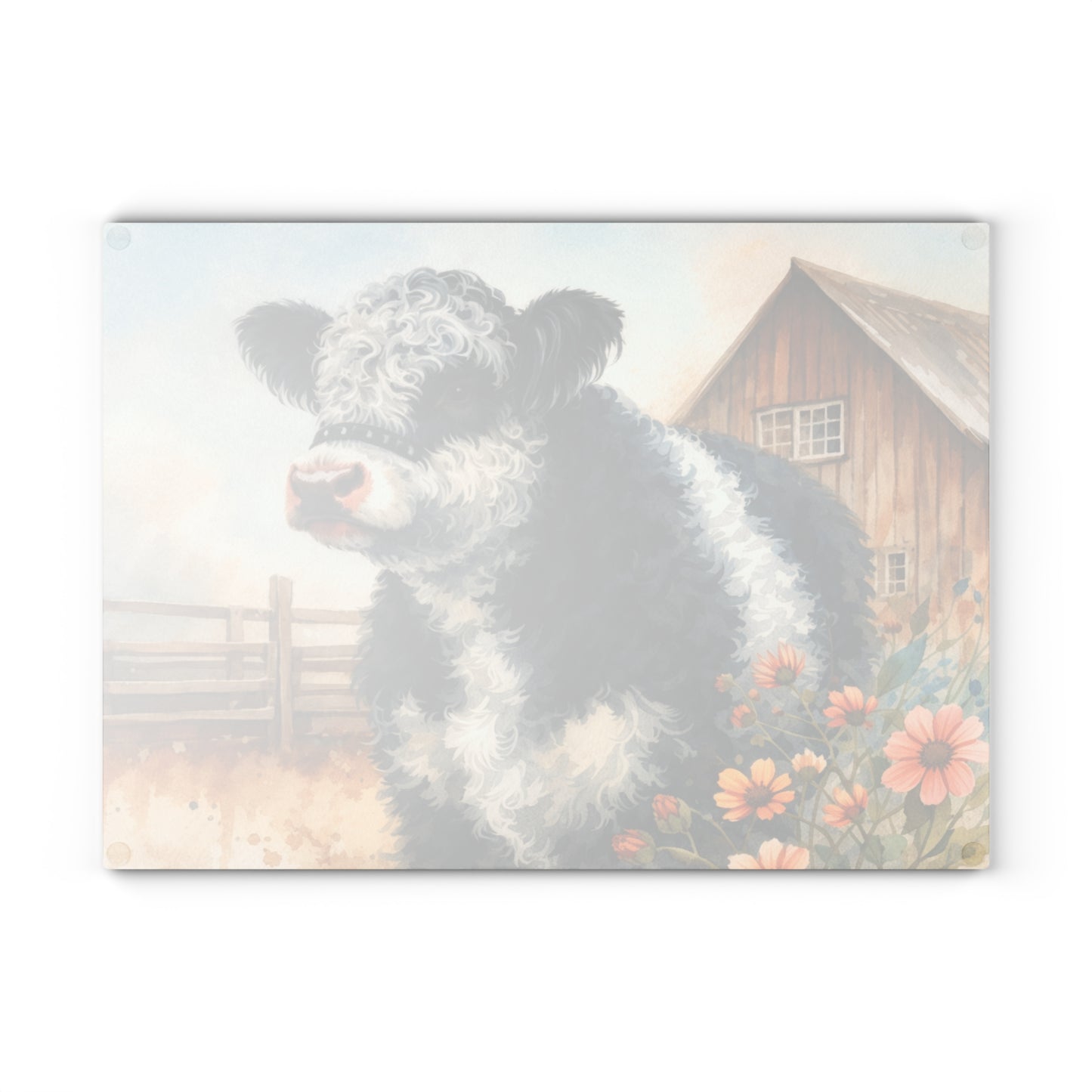 Oreo Cow Glass Cutting Board – Rustic Farmhouse Kitchen Deco