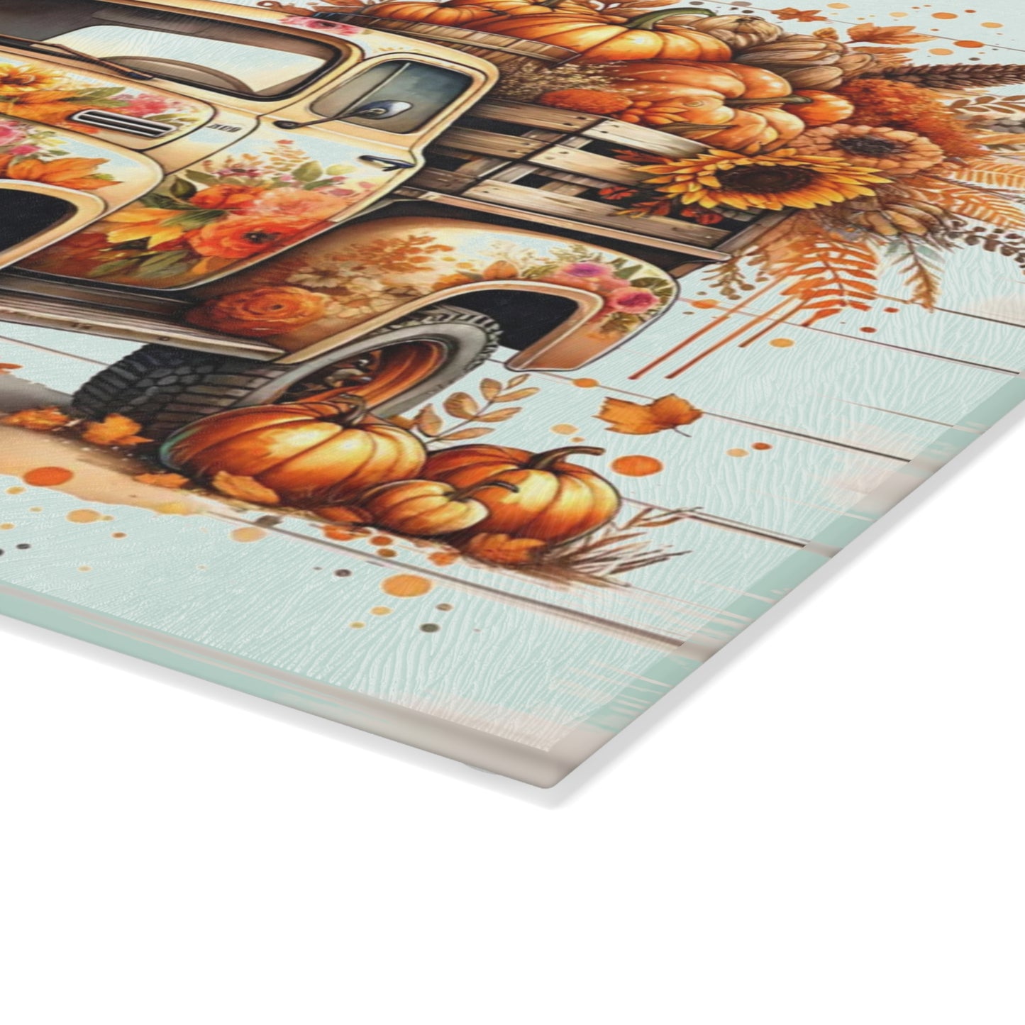 🍂🚜 Hello Fall Truck Cutting Board – Rustic Farmhouse Charm with Pumpkins & Sunflowers 🌻🐓