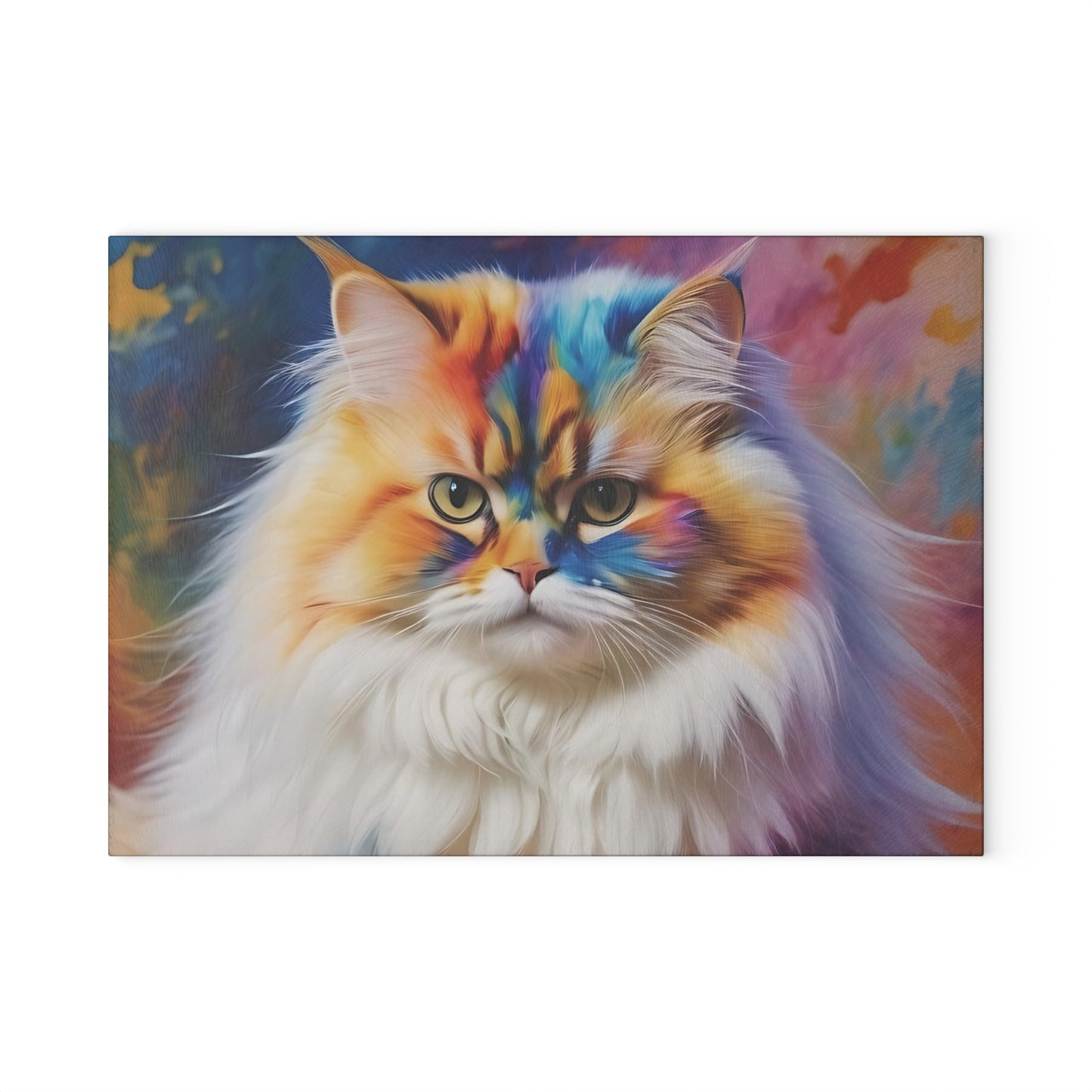 🐱🎨 Rainbow Regal Persian Cat Cutting Board – Colorful Whimsy Meets Kitchen Chic 💫