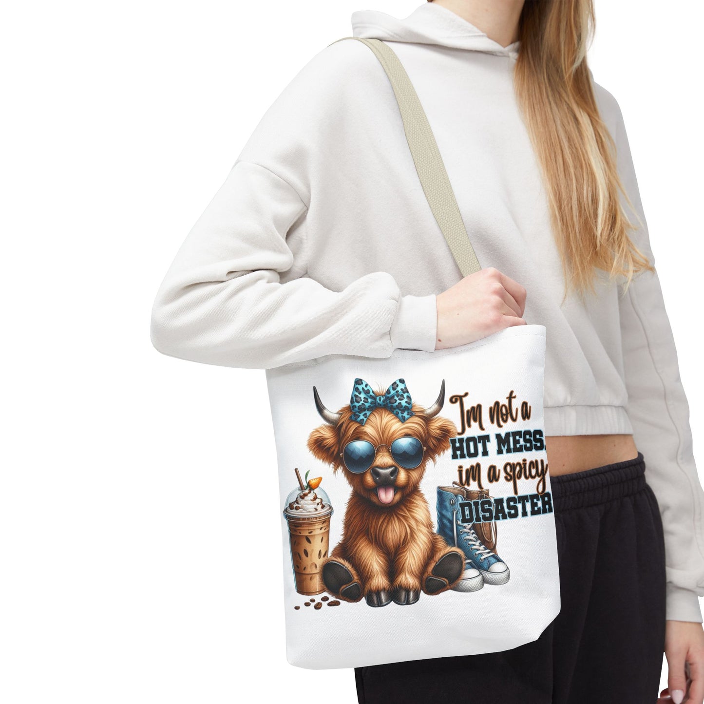 Bolsa de tela Highland Cow: «No soy un desastre picante, soy un desastre picante».