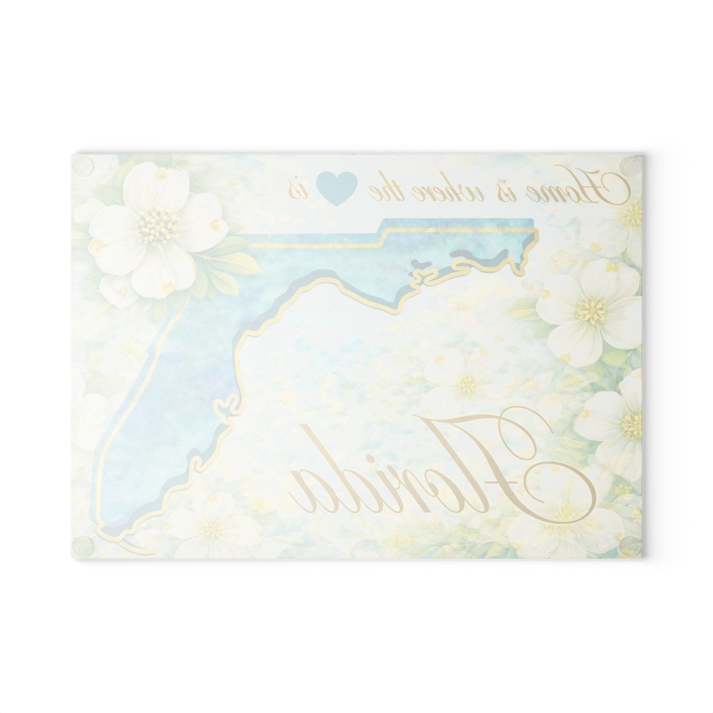 Florida State Flower Glass Cutting Board – Home Is Where the Heart Is Florida Kitchen Decor
