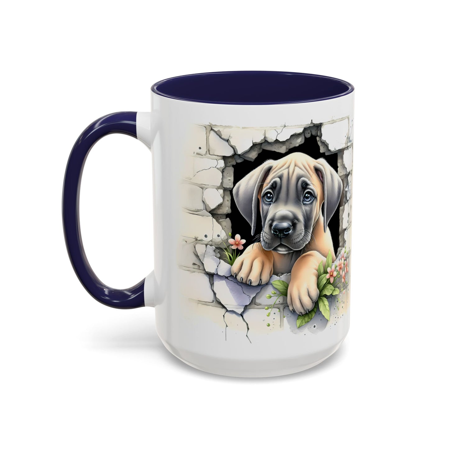 🐾 Great Dane Puppy Accent Mug – Sweet Peek-Through Puppy Design ☕💛