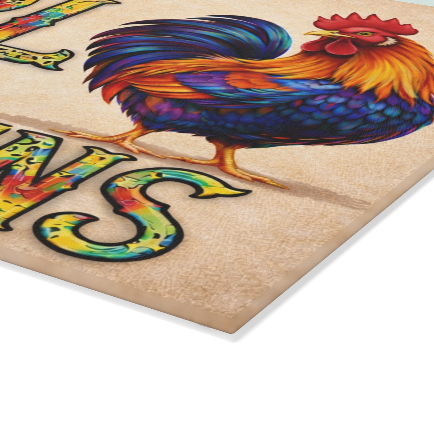 Just a Girl Who Loves Chickens Glass Cutting Board – Colorful Rooster Farm Kitchen Decor