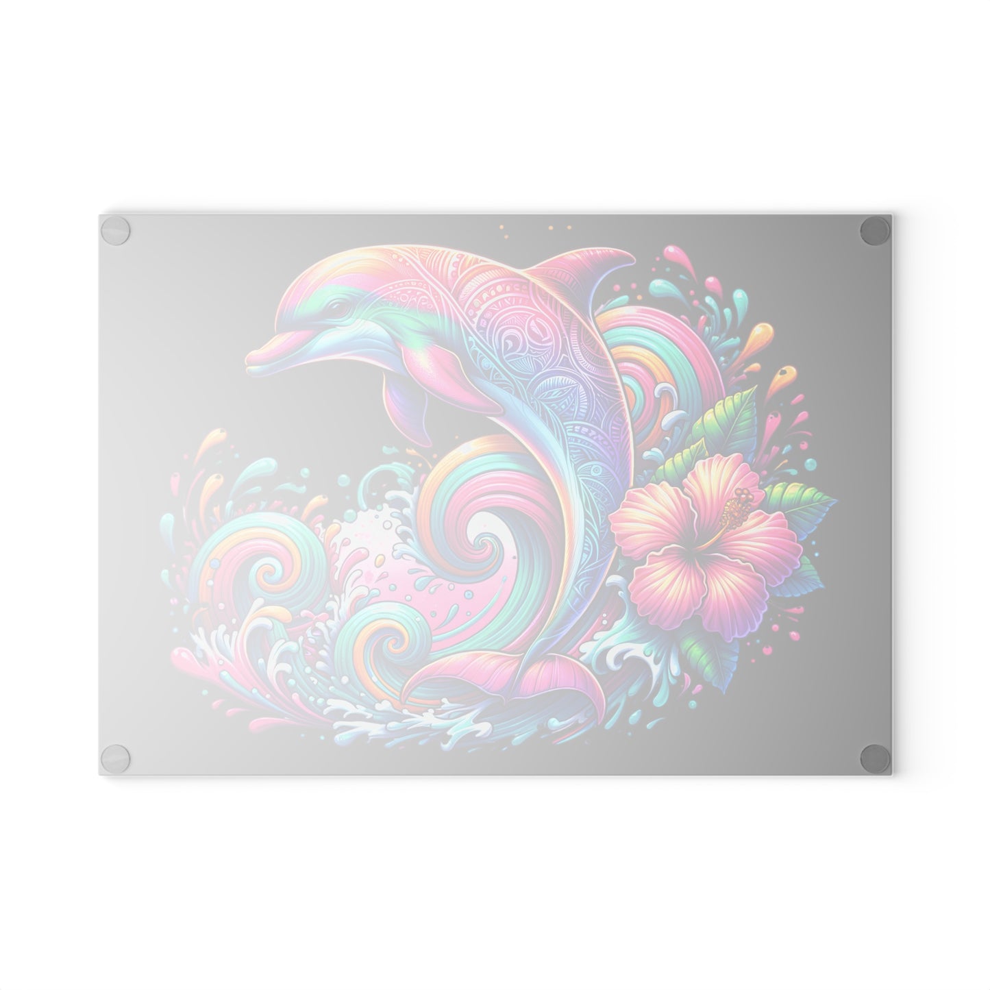 Ocean Breeze Dolphin Glass Cutting Board | Marine Life Kitchen Decor