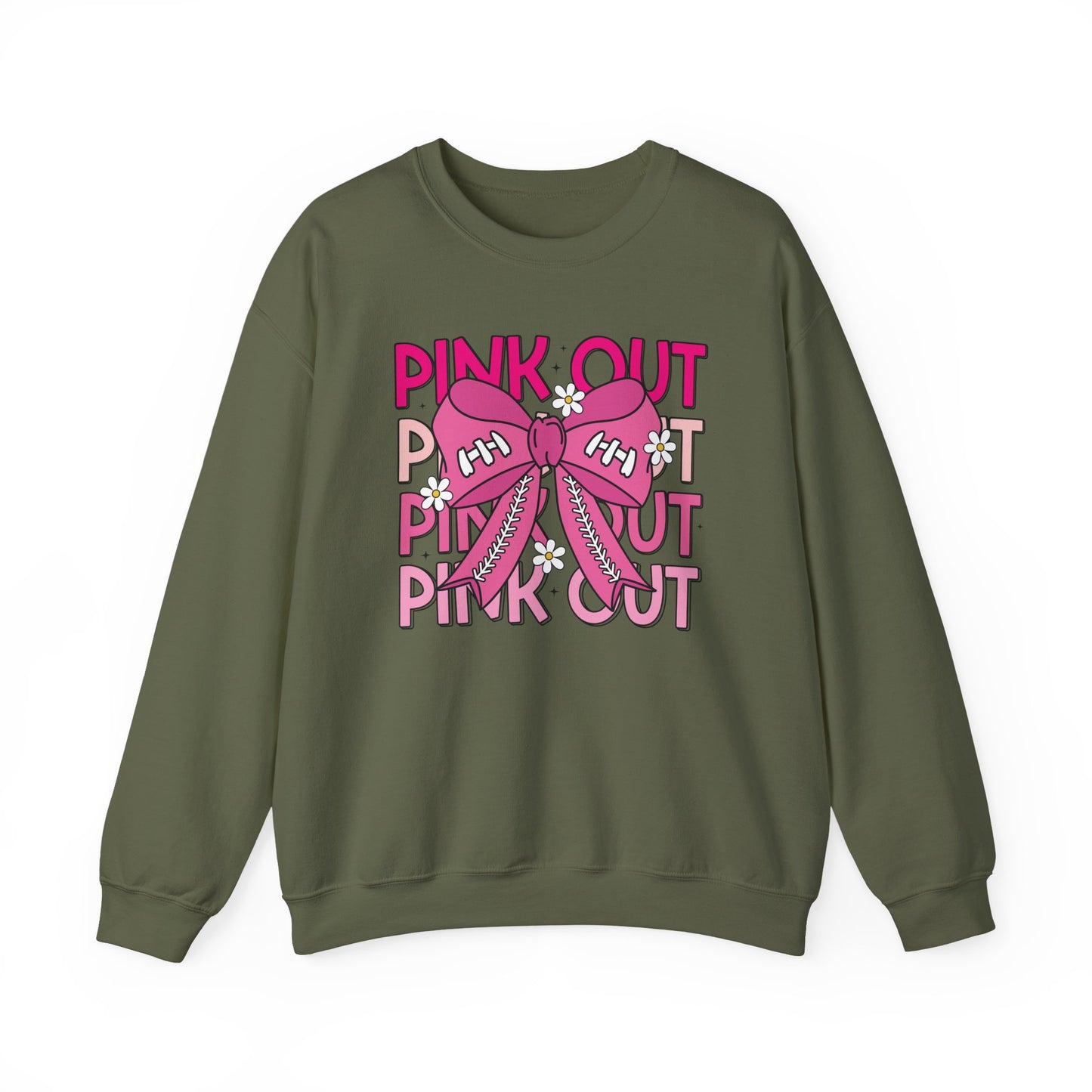🎀🌸 Pink Out Sweatshirt – Cheer Bow Breast Cancer Awareness