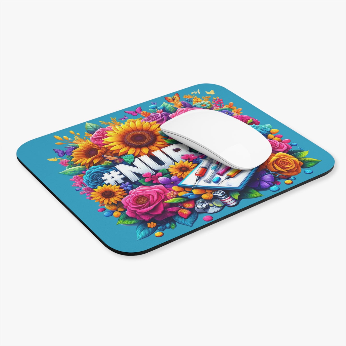 🌸 ENFERMERA – Alfombrilla de ratón floral para héroes de la salud