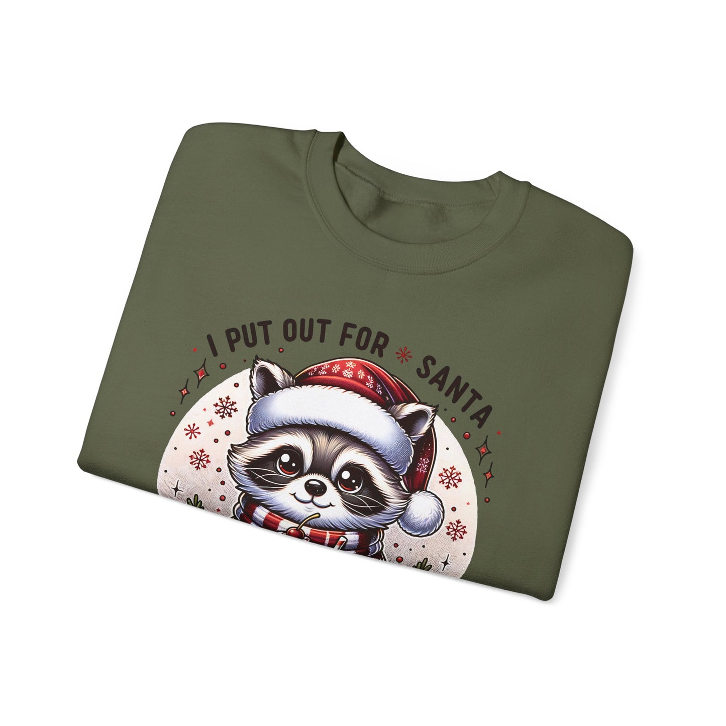 🎄🦝 “Naughty Raccoon Cocoa” Christmas Crewneck – Cute, Cozy & A Little Cheeky