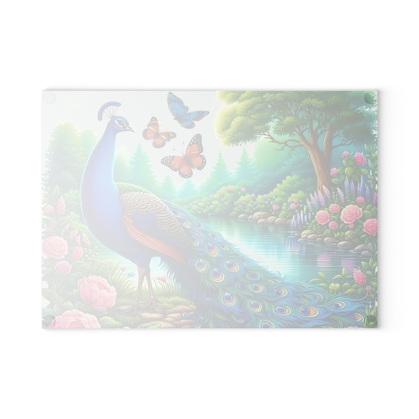 Peacock decor, butterfly decor, cutting board, kitchen decor, kitchen art, serving board, peacock gift, butterfly gift, floral cutting board