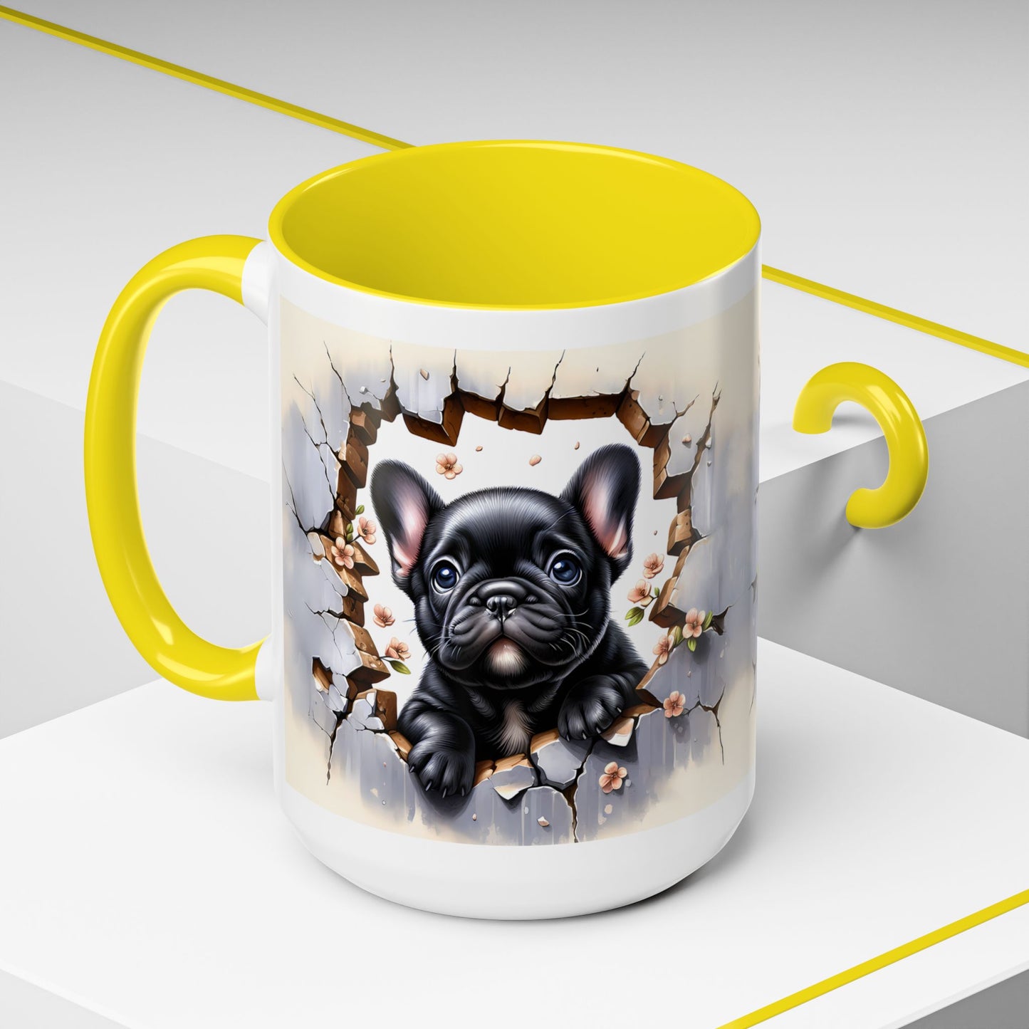 🐾☕ Black French Bulldog Puppy Accent Mug – Cute Breakthrough Pup Design ✨