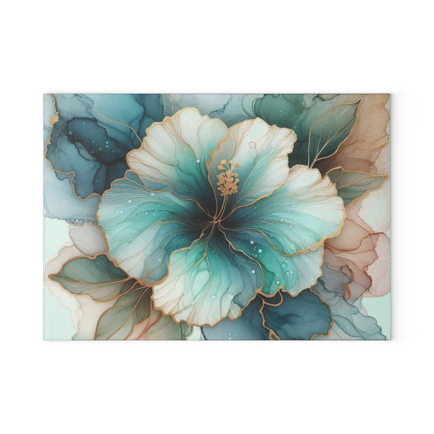 🌸✨ Teal Bloom Elegance Cutting Board – Watercolor Floral Kitchen Art ✨🌸