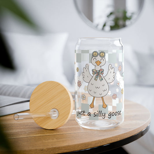 🪿🌼 Just a Silly Goose Sipper Glass – 16oz Whimsy & Fun for Every Sip 🎀💧