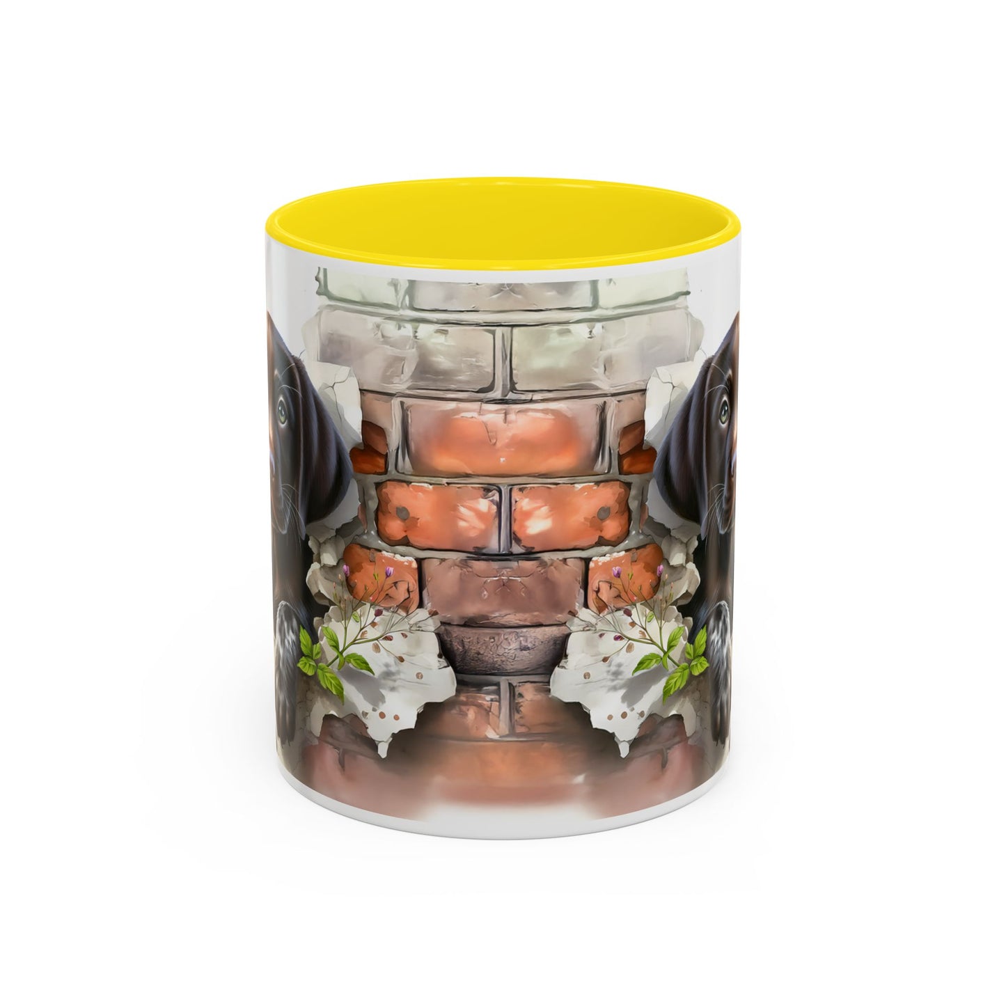 🐶🍫 Chocolate Lab Puppy Accent Mug – Sweet Brown Pup Coffee Cup ☕💛