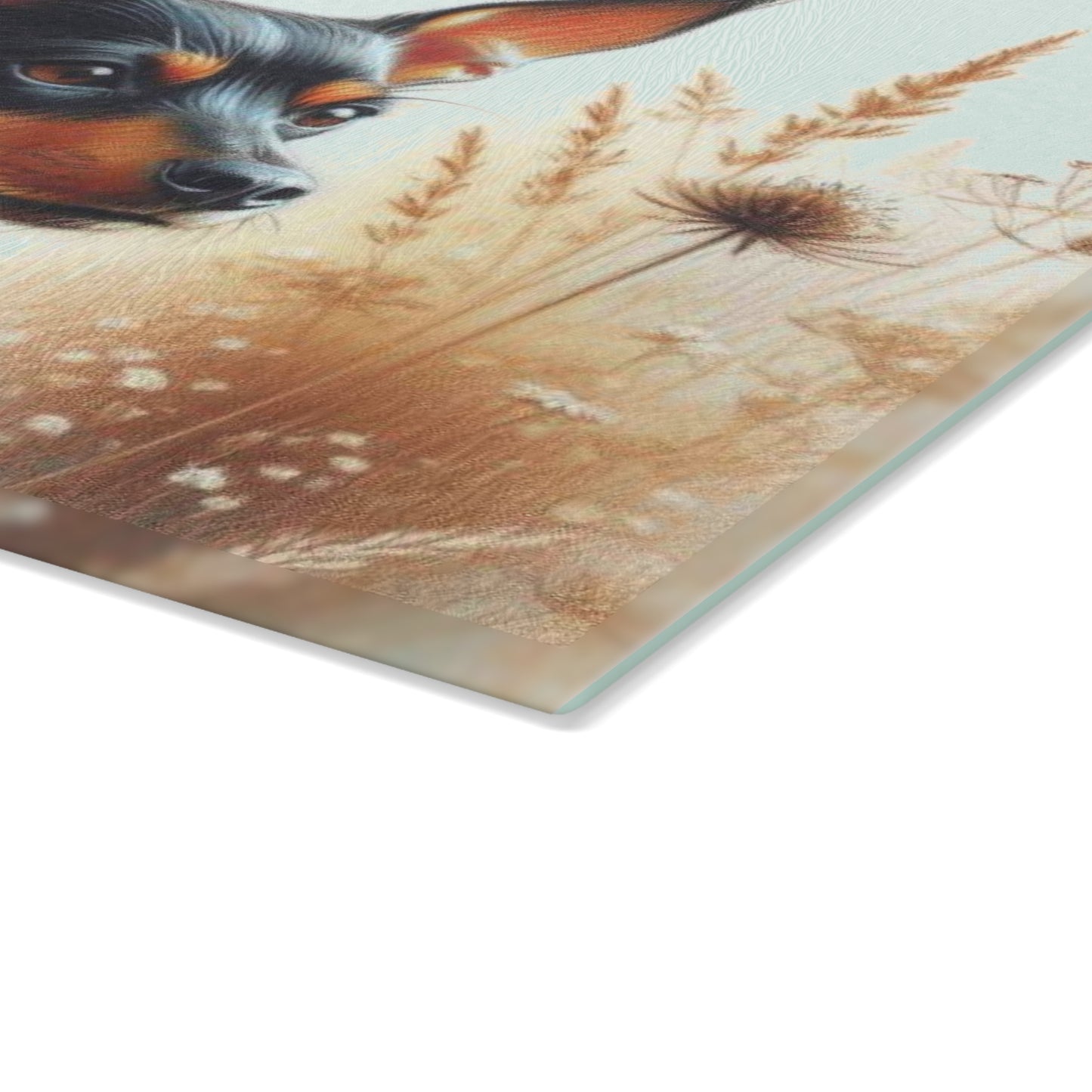 🐾 Miniature Pinscher & Meadow Blooms Cutting Board – Sophisticated Charm for Your Kitchen 🌸