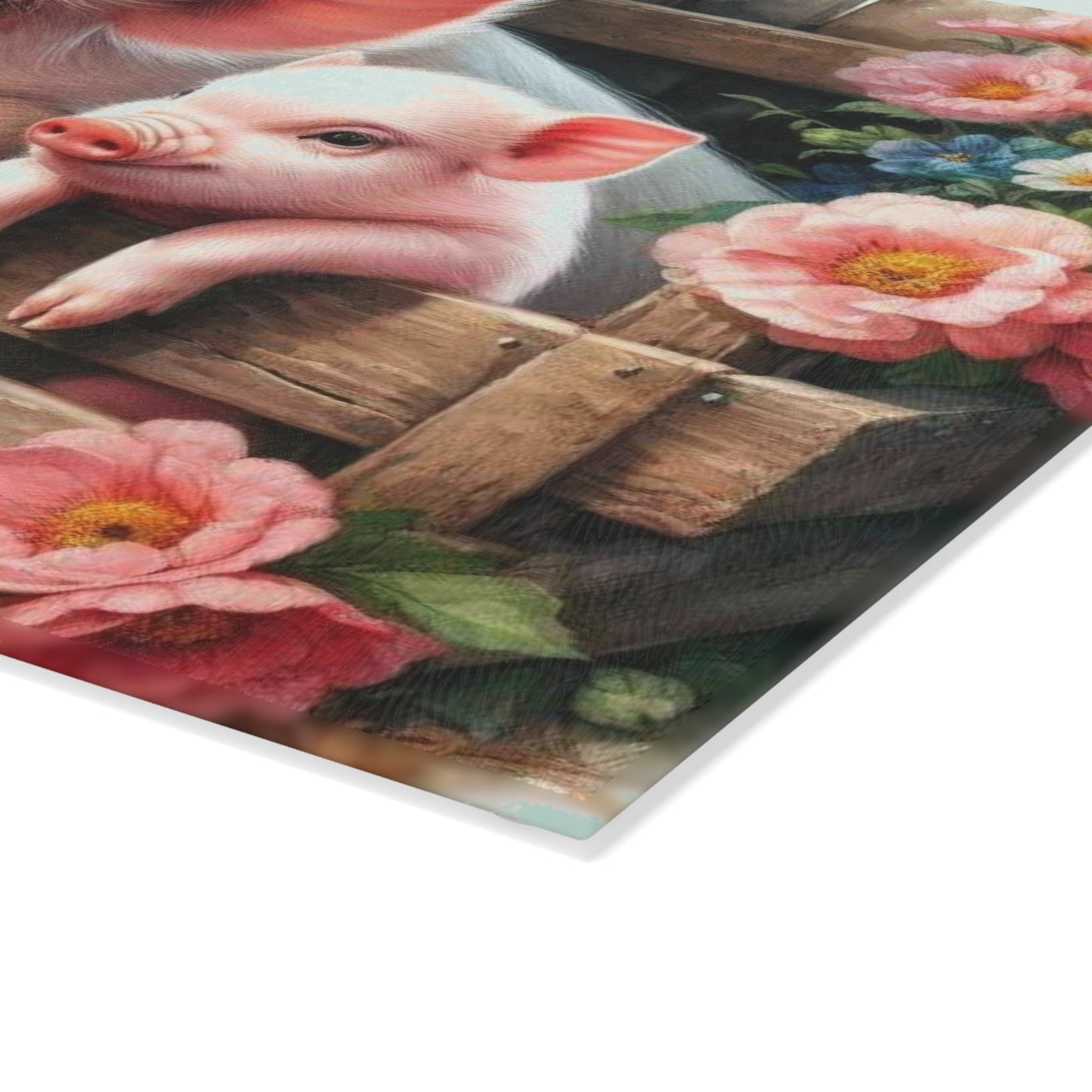 Tabla de cortar de vidrio templado para mamá y cerdito