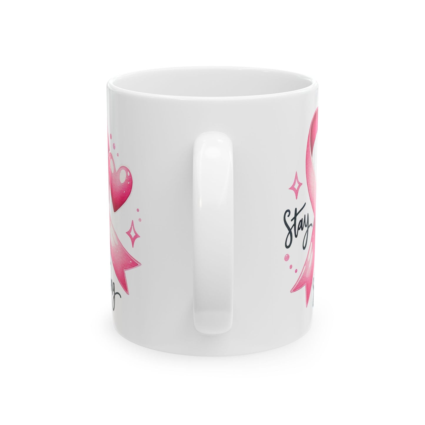 🎀 Stay Strong Pink Ribbon Mug – Inspirational Breast Cancer Awareness Coffee Cup