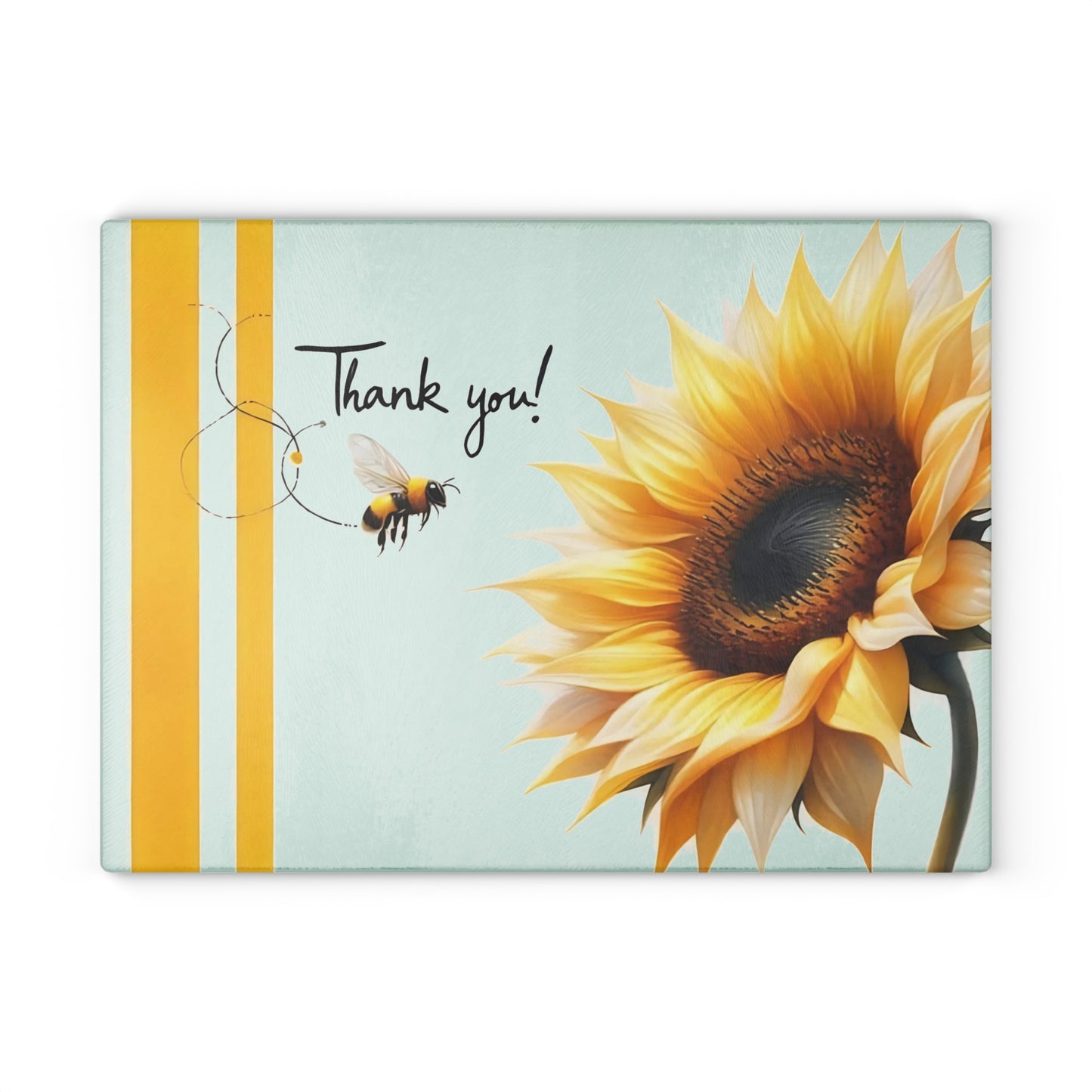 ¡Gracias! Tabla de cortar de vidrio con diseño de girasol y abeja: decoración floral brillante para la cocina