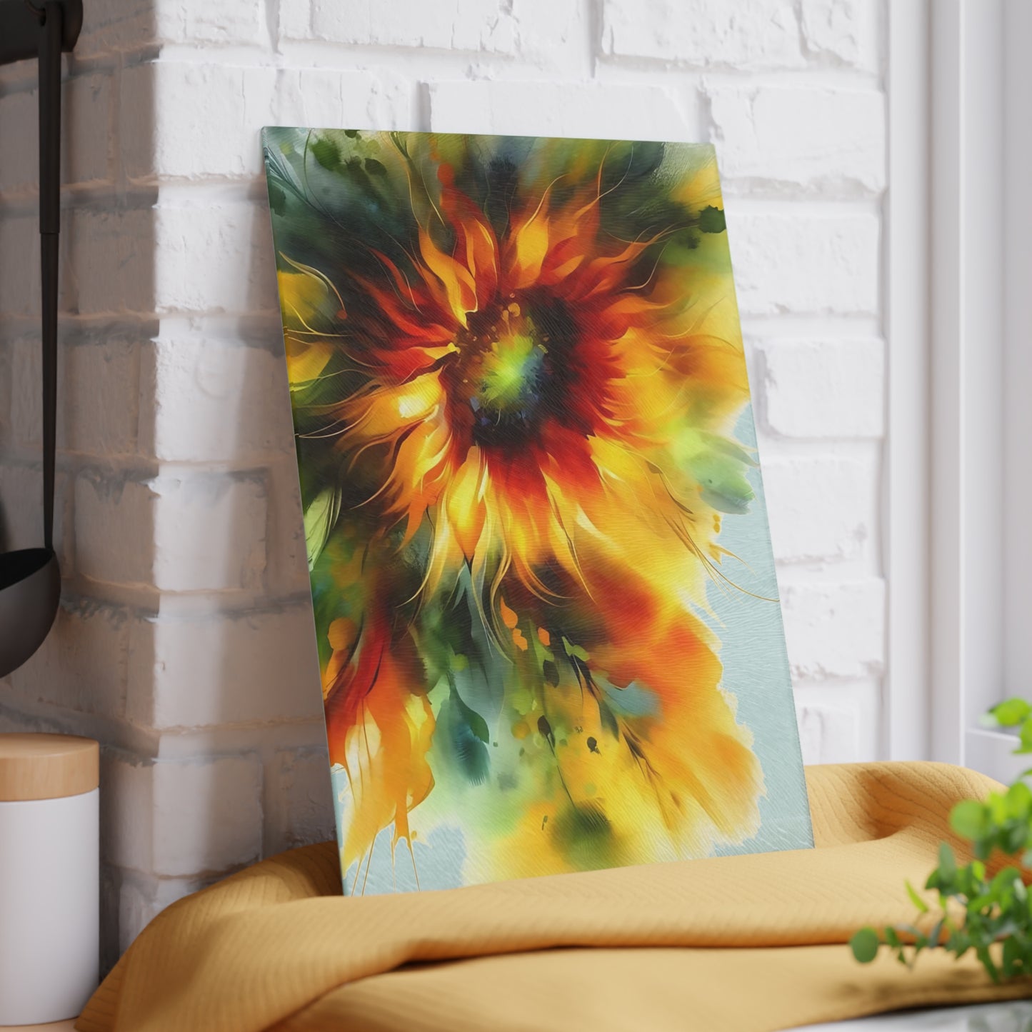 Tabla de cortar de vidrio templado con diseño de girasol: ¡Ilumina tu cocina!
