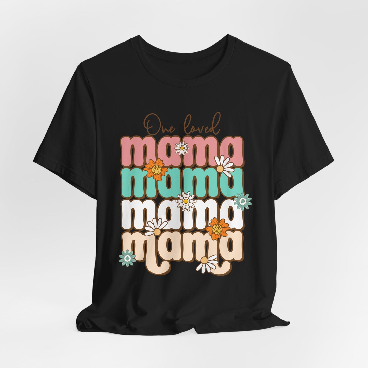 👕 Mama, Mama, Mama, Mama Boho-Style T-Shirt – Joyful Chaos of Motherhood 🌿