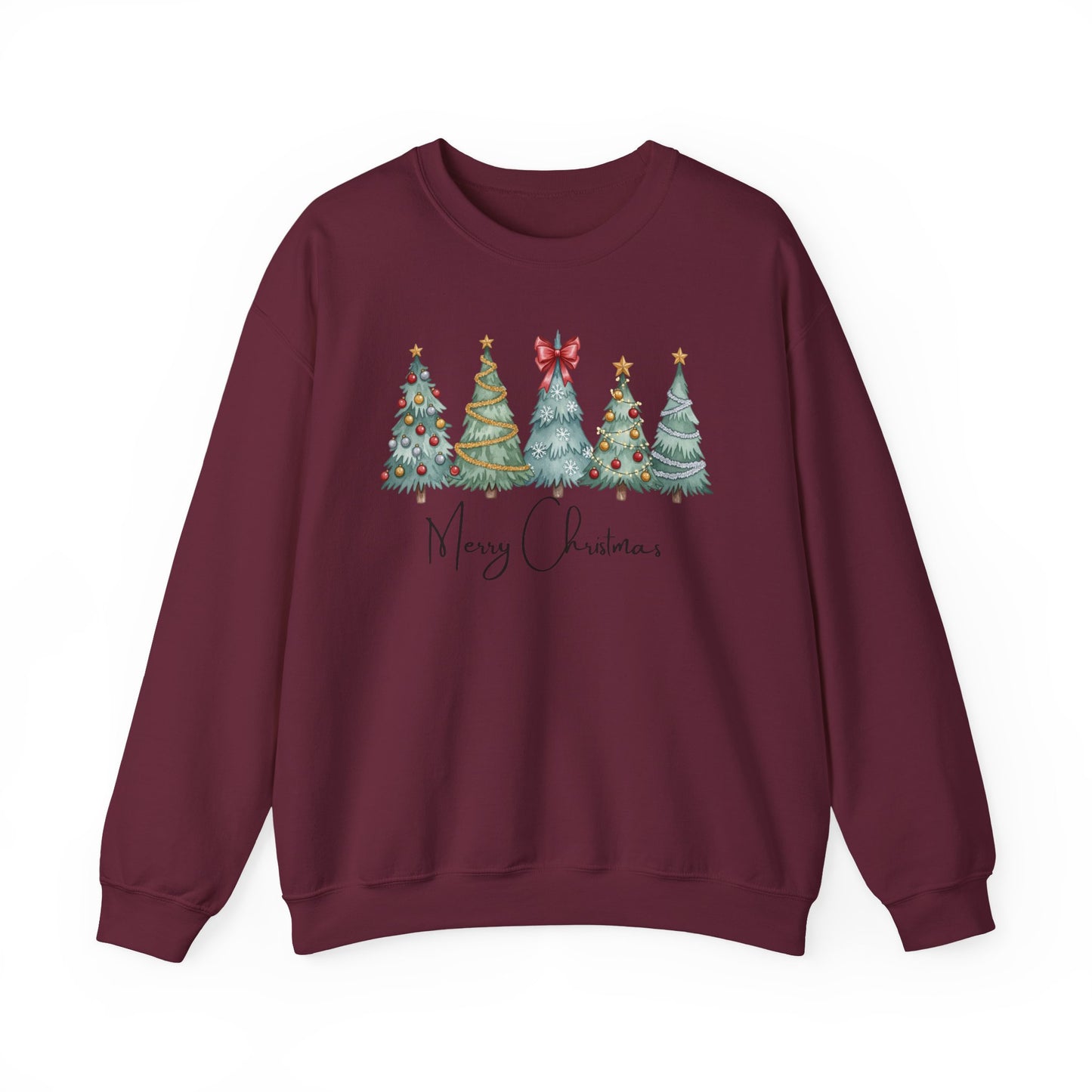 🎄✨ Merry Christmas Trees Sweatshirt – Bold Patterns & Festive Cheer