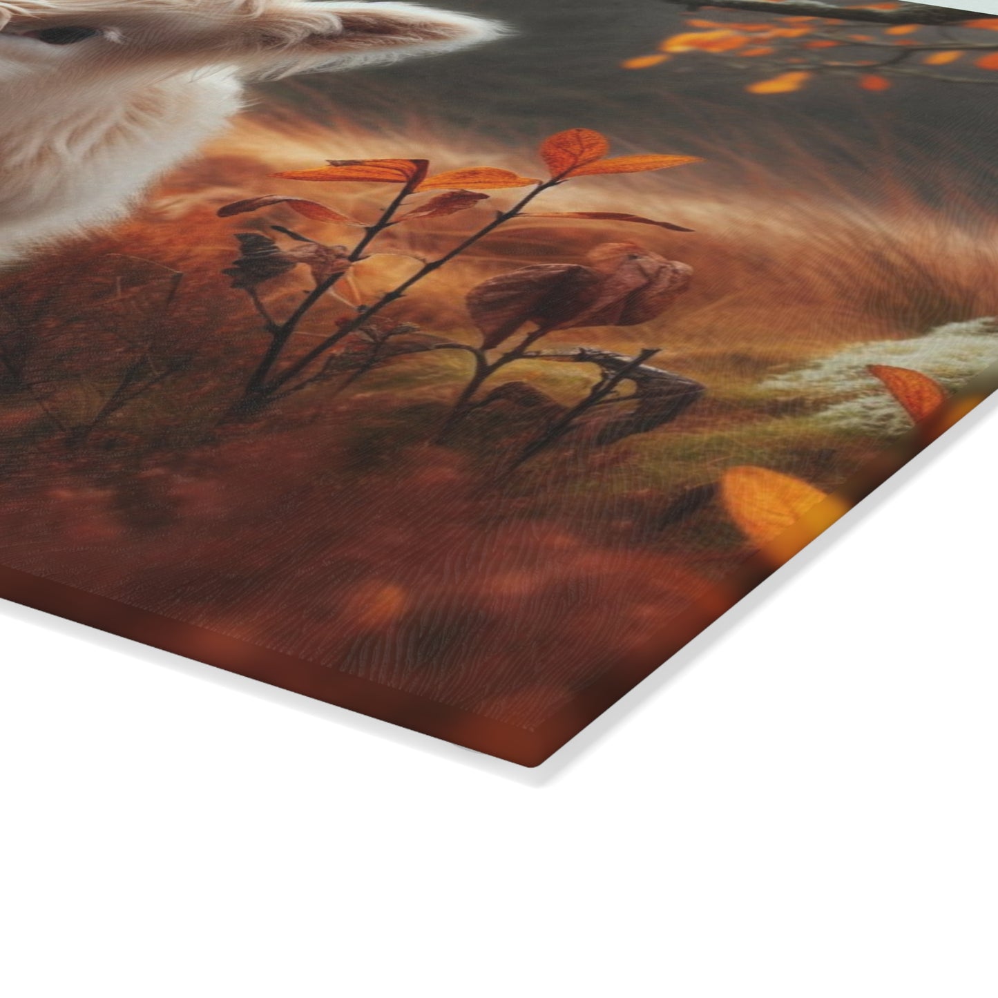 🐮🍁 Autumn White Calf Cutting Board – Cozy Highland Charm for Your Fall Kitchen