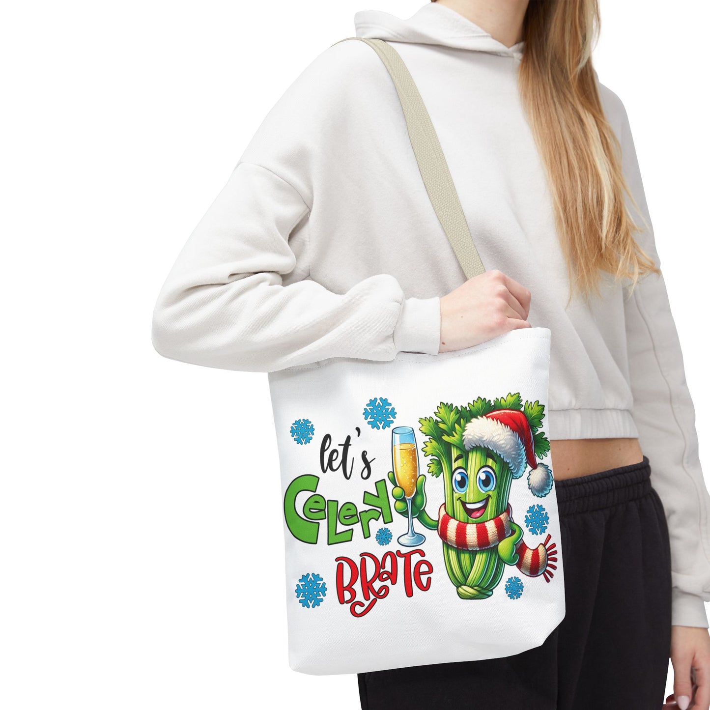 🥂 Let’s Celery-brate Christmas Tote Bag – Fun, Festive & Eco-Friendly 🎄