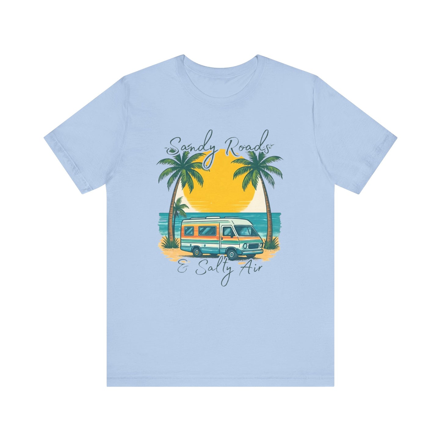 Camiseta Sandy Roads &amp; Salty Air: Camisa playera ligera para mujer para días costeros y ambiente veraniego.