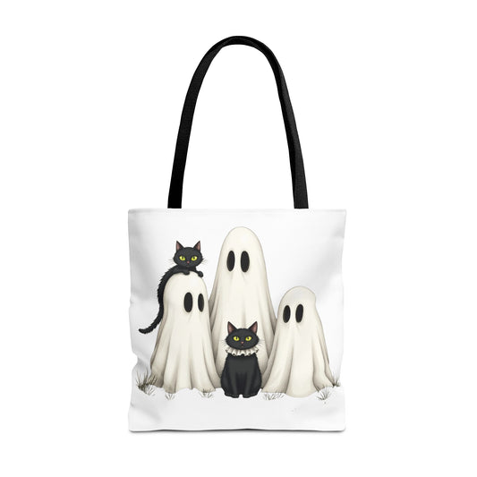 🐈‍⬛ Ghosts & Black Cats Halloween Tote Bag – Spooky Chic Retro Vibes 👻👜