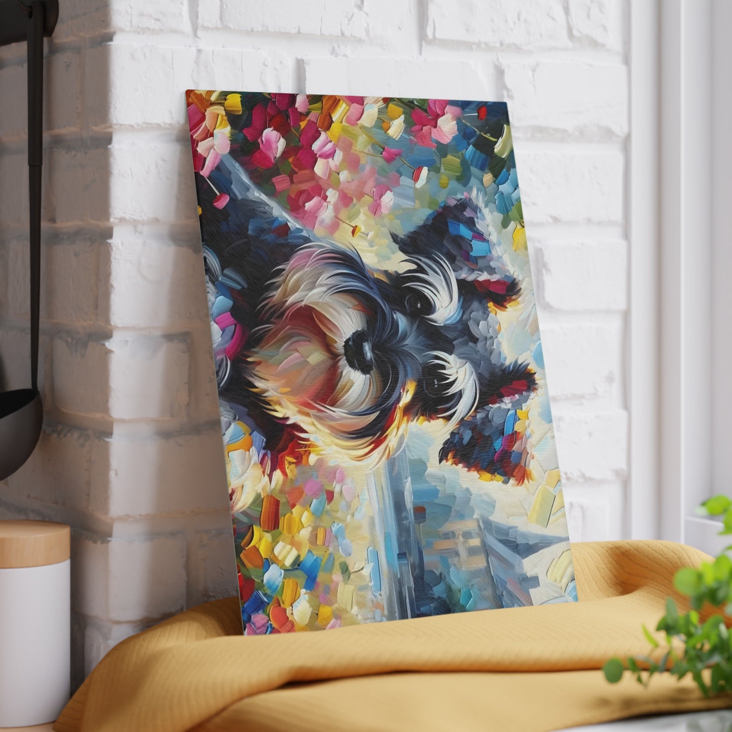 🎨🐾 Colorful Schnauzer Cutting Board – Whimsical Pup Charm for Your Kitchen