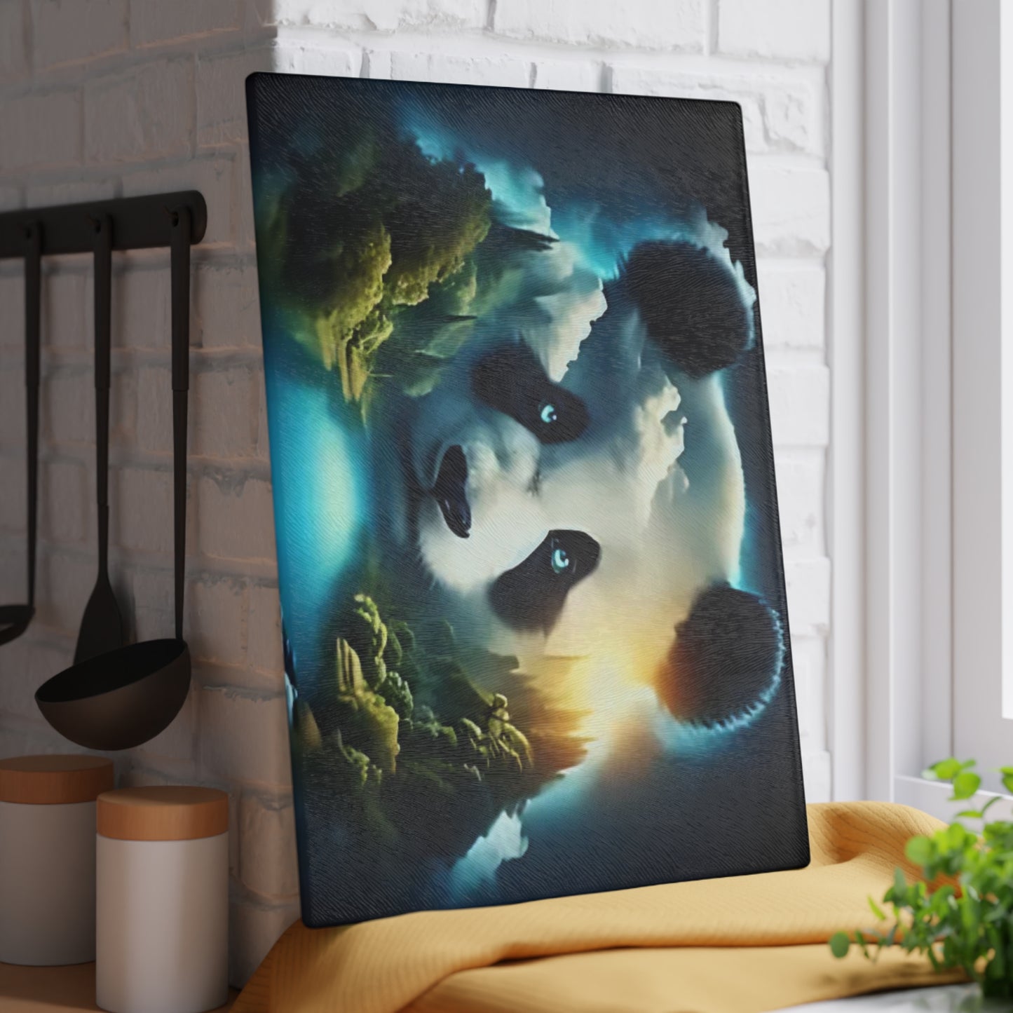 Panda Bear Tempered Glass Cutting Board