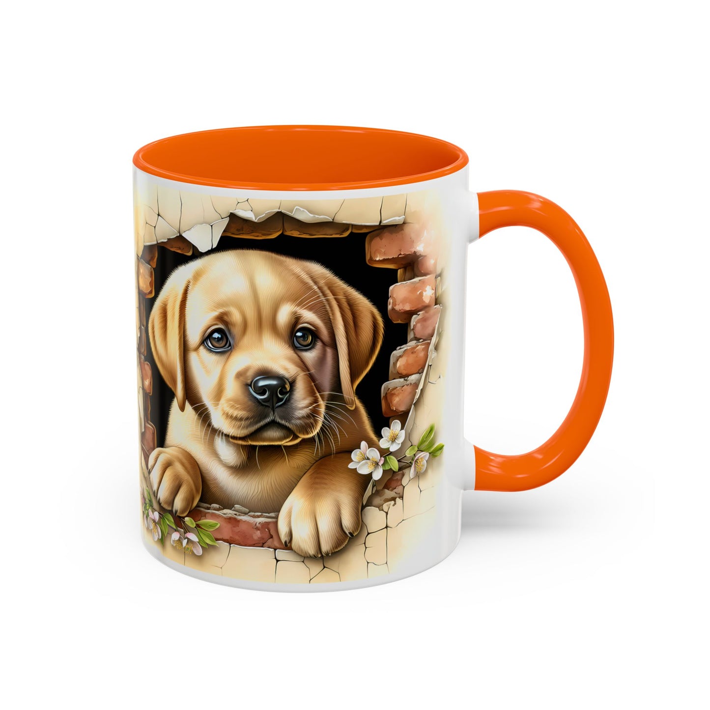 🐶☕ Labrador Puppy Peek Accent Mug – Sweet Yellow Lab Lover Gift ✨💛