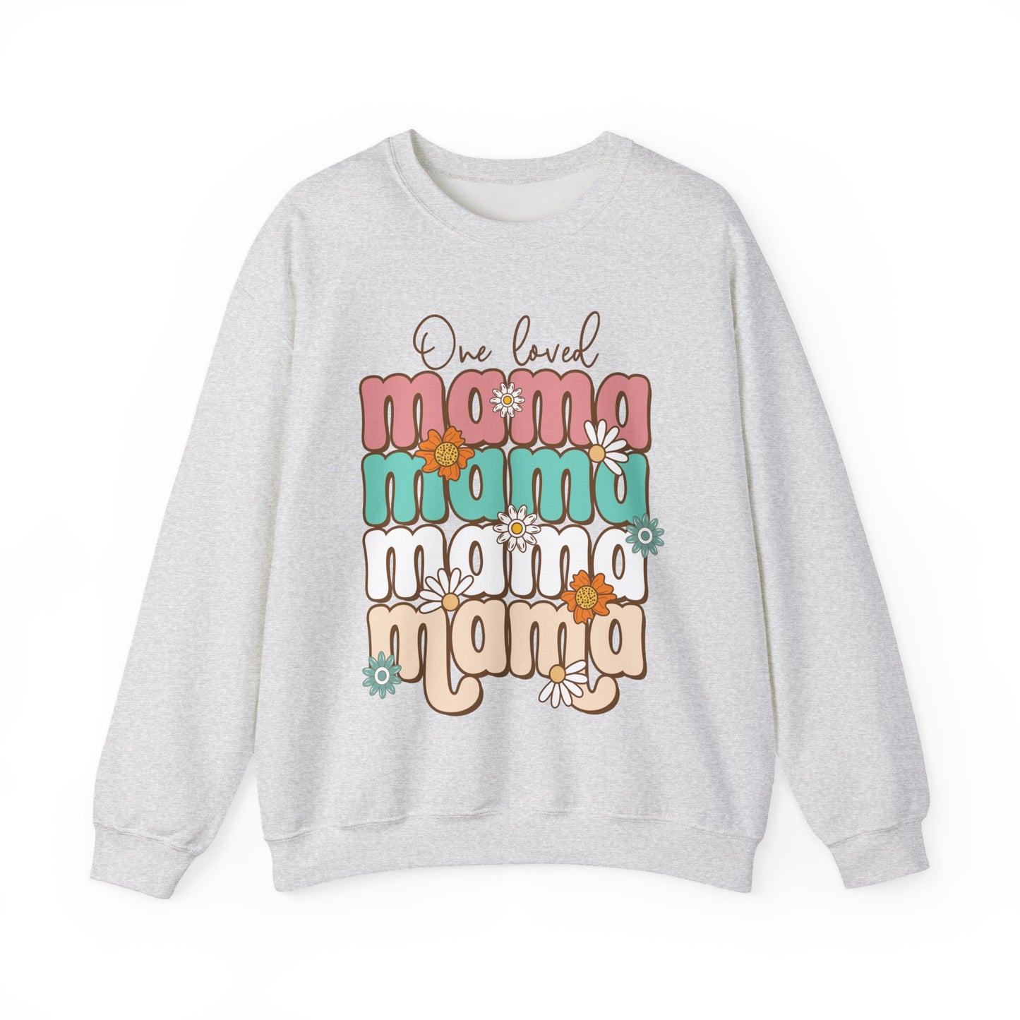 🌼💖 One Loved Mama Sweatshirt – Retro Floral Motherhood Crewneck