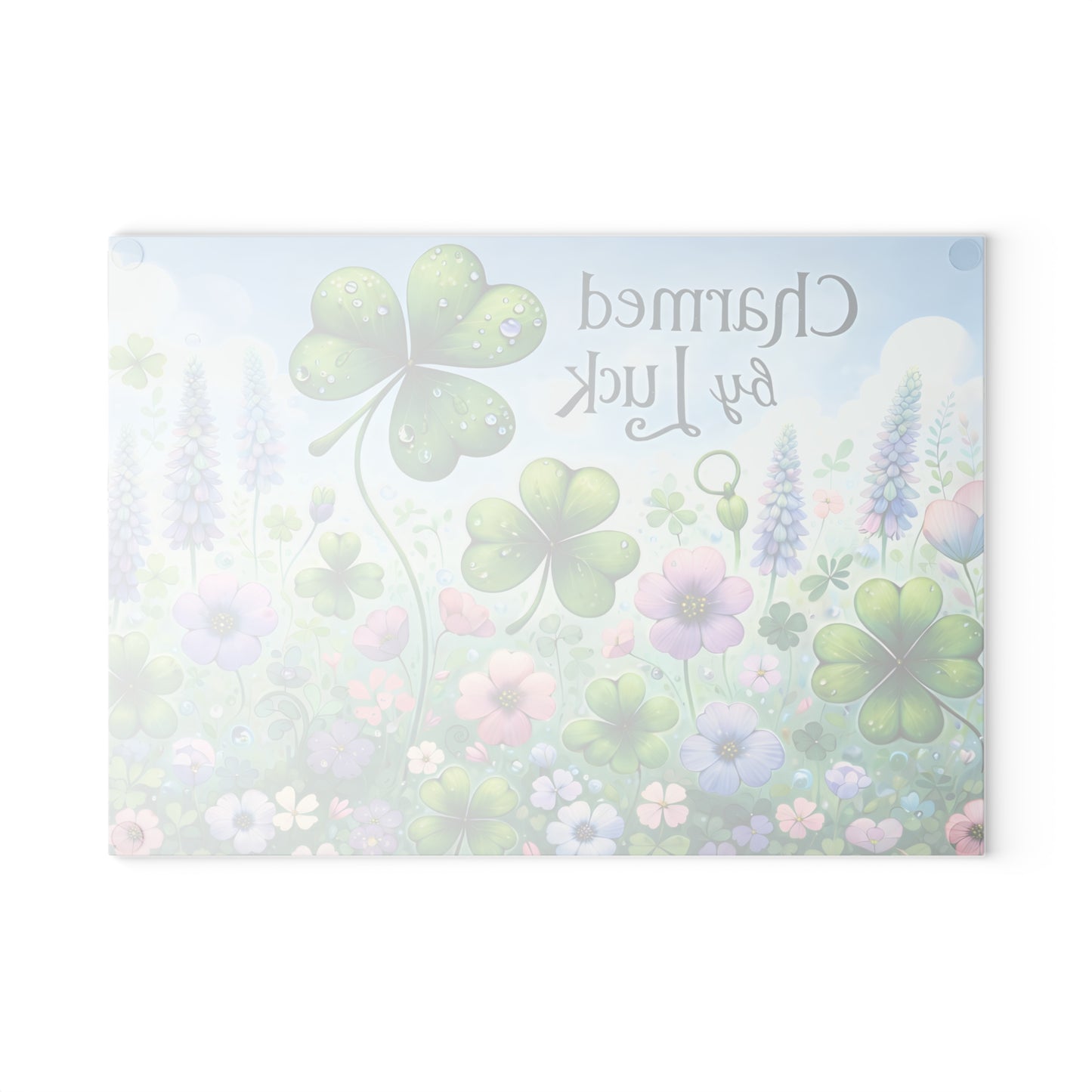 Charmed by Luck Floral Shamrock Glass Cutting Board – Whimsical St. Patrick’s Day Kitchen Art