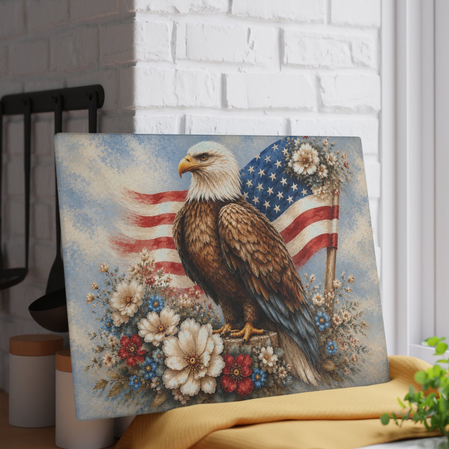 Patriotic Eagle Tempered Glass Cutting Board