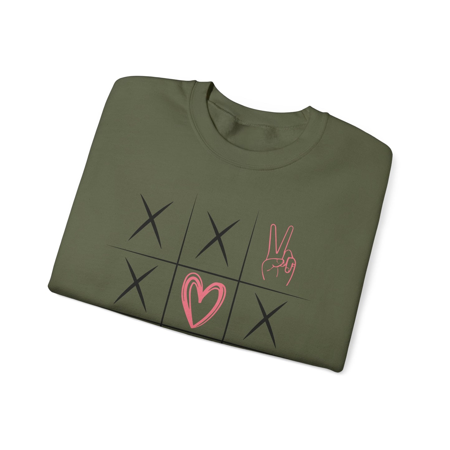 🌍🎗️ World Cancer Day Sweatshirt – Awareness Tic-Tac-Toe Heart & Ribbon