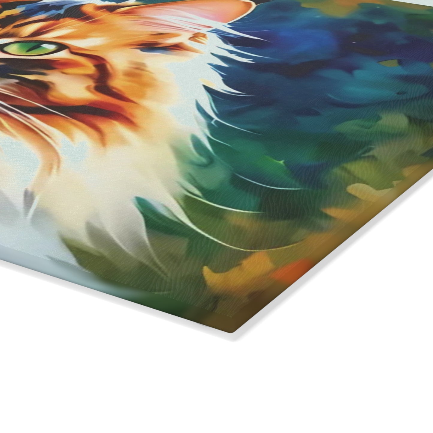 Green-Eyed Maine Coon Forest Cat Cutting Board – Fierce Feline Charm for Nature-Loving Kitchens