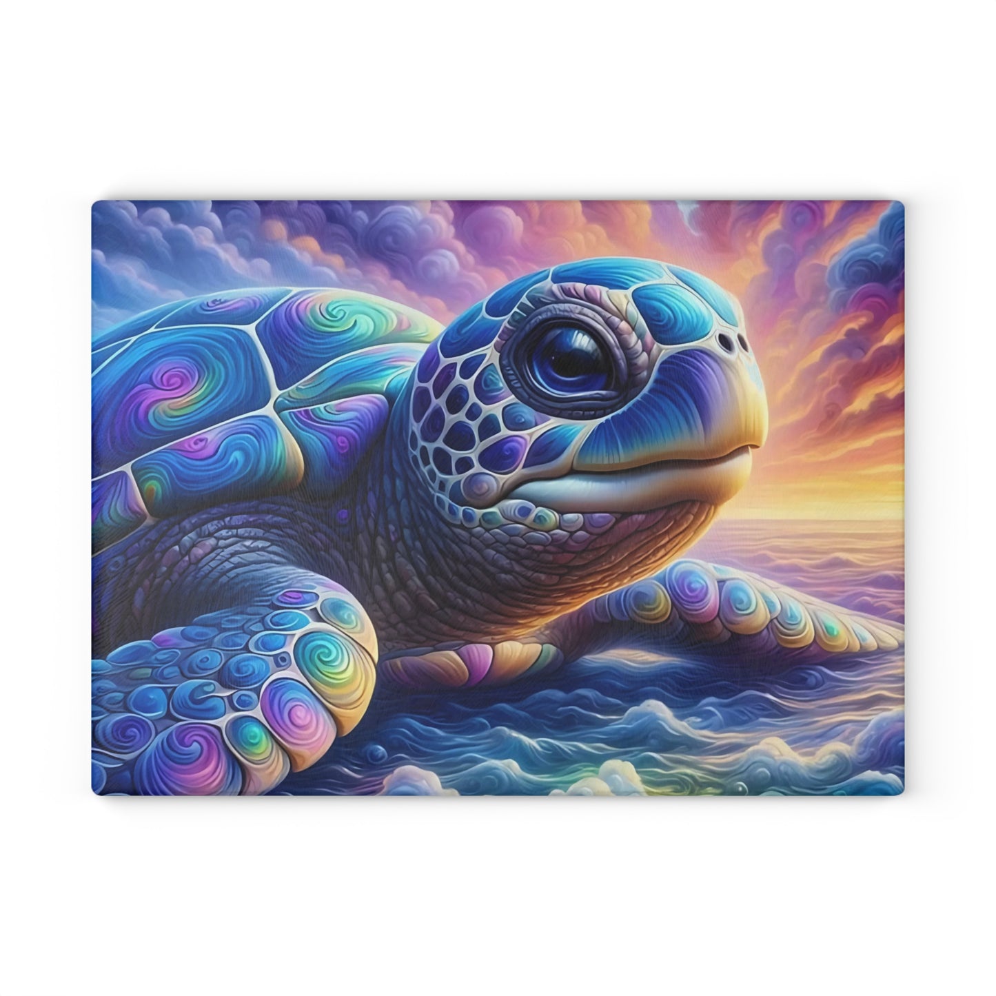Up Close Sea Turtle Glass Cutting Board – Coastal Ocean Kitchen Décor