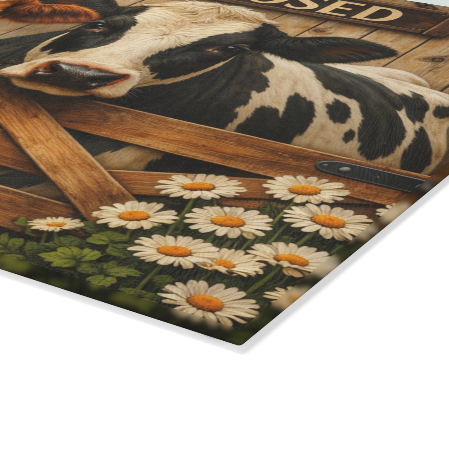 Keep Gate Closed Cow Glass Cutting Board – Funny Farmhouse Kitchen Decor