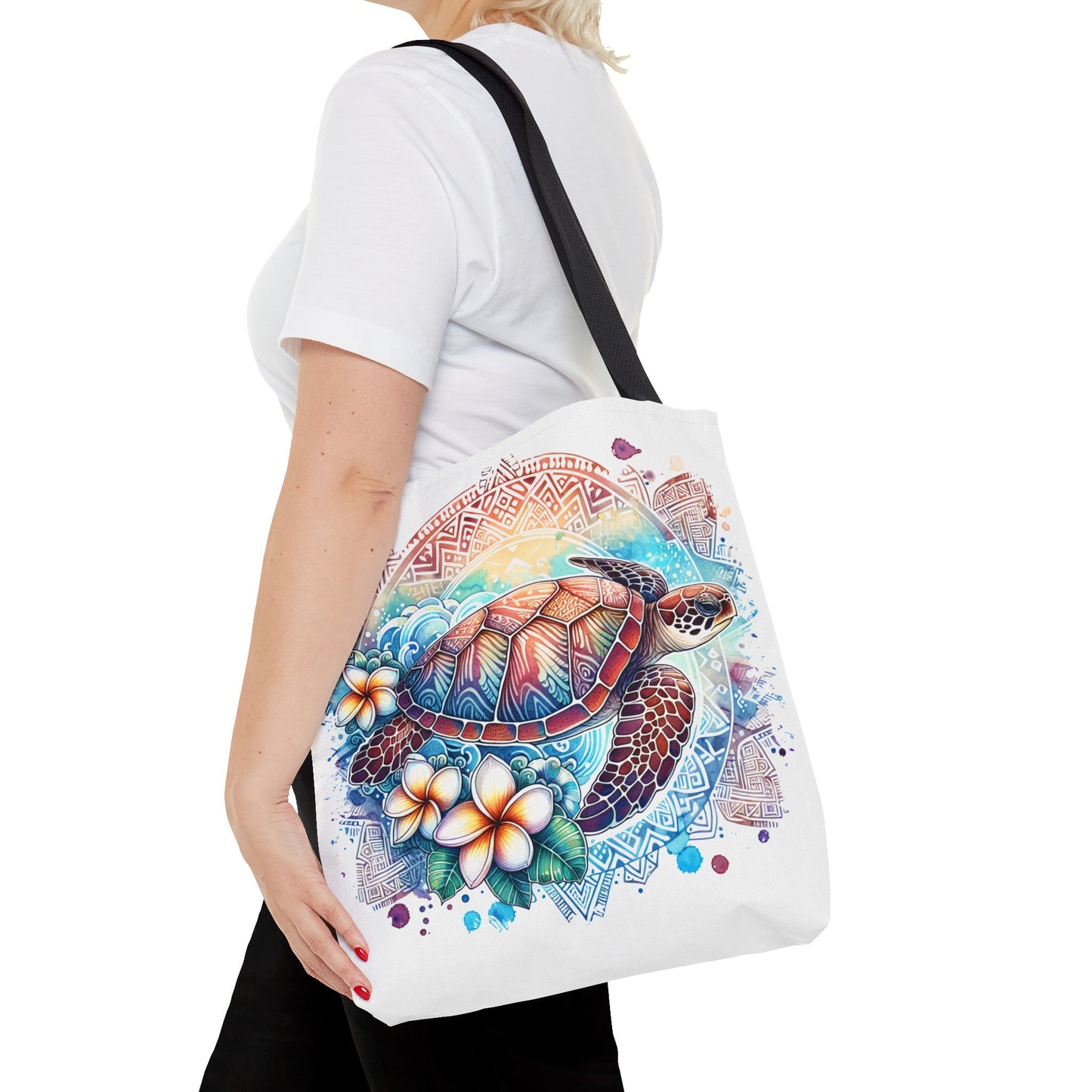 🐢 Vibrant Tribal Sea Turtle Tote Bag – Ocean Beauty Meets Island Vibes 🌊👜