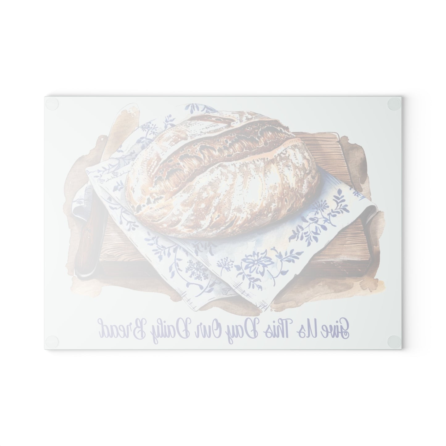 🍞✨ “Daily Bread Blessing” Glass Cutting Board – Warm Faith for Your Kitchen