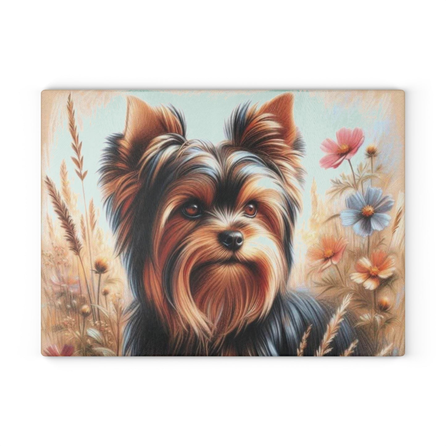 Yorkshire Terrier, tabla de cortar, regalo para amantes de los perros, vidrio templado, regalo de inauguración de la casa, amante de las mascotas, cocina con temática de perros, regalo de chef